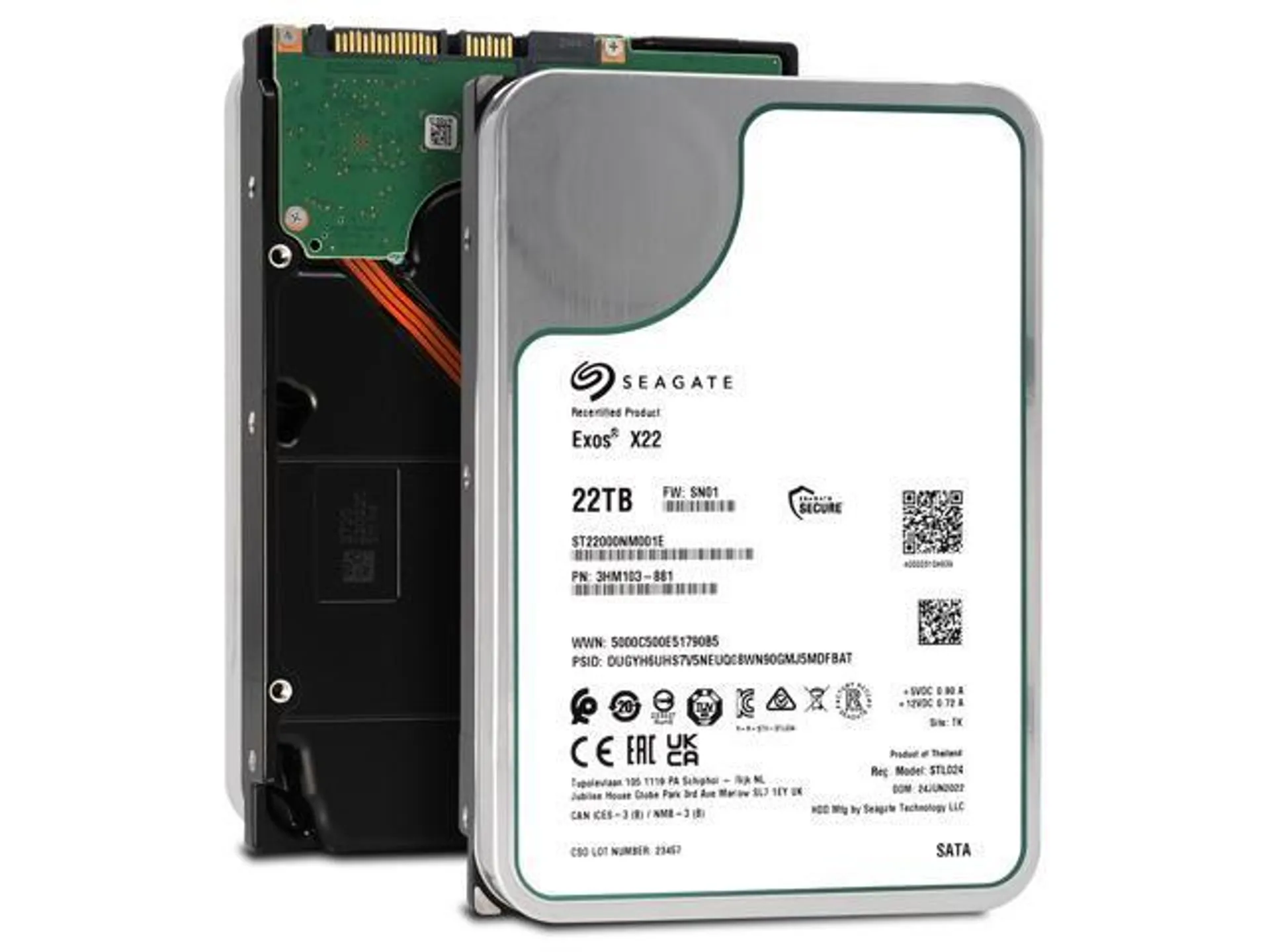 Seagate Exos X22 22TB SATA 6Gb/s 3.5" Enterprise Hard Drive - ST22000NM001E