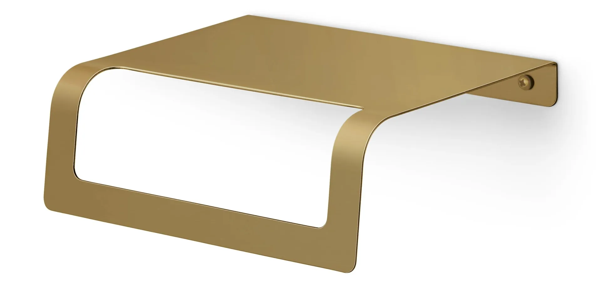 Bend 8w Towel Rack with Shelf in Gold