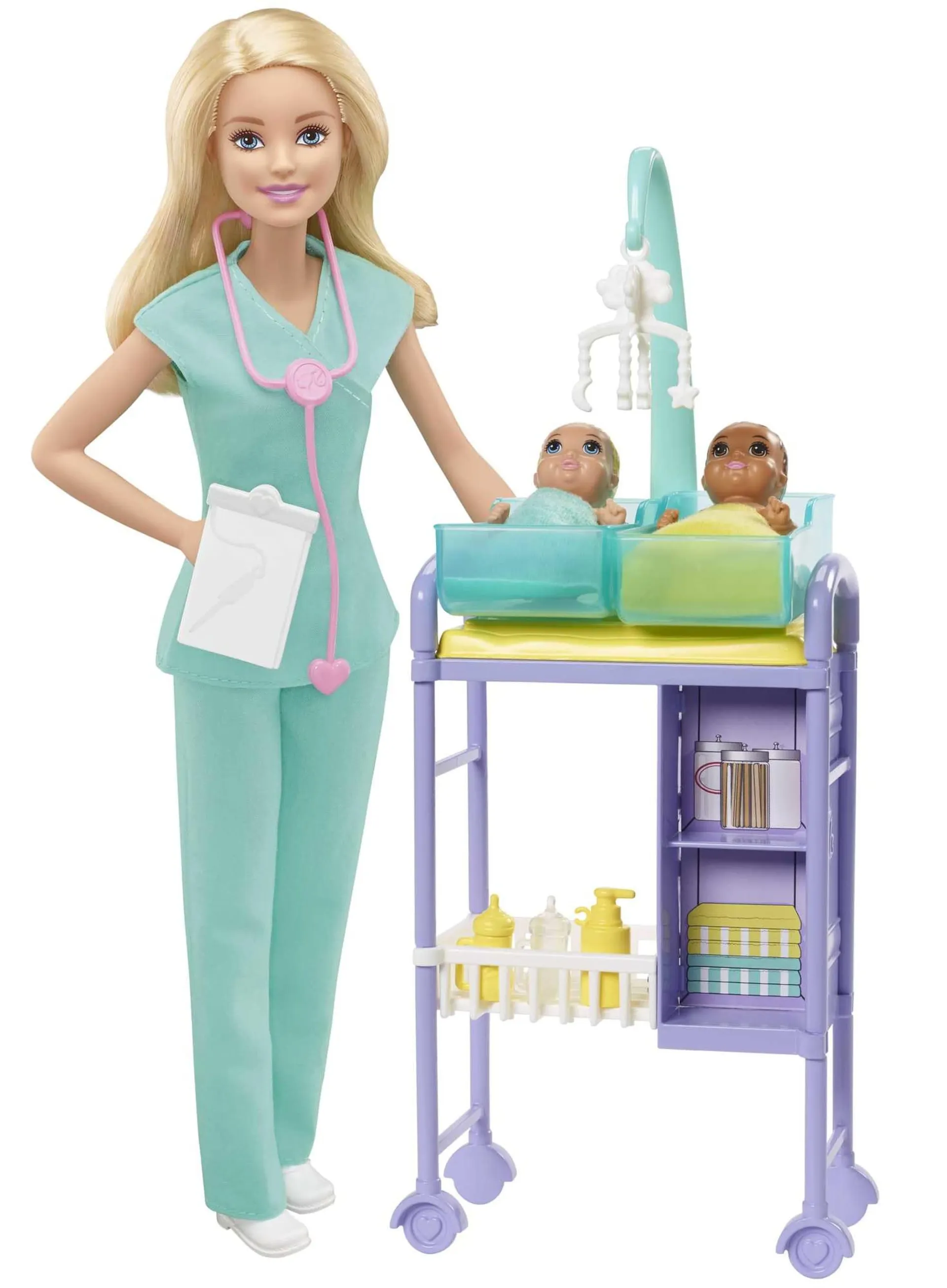 Barbie Careers Baby Doctor Playset With Blonde Doll, 2 Infant Dolls, Toy Pieces