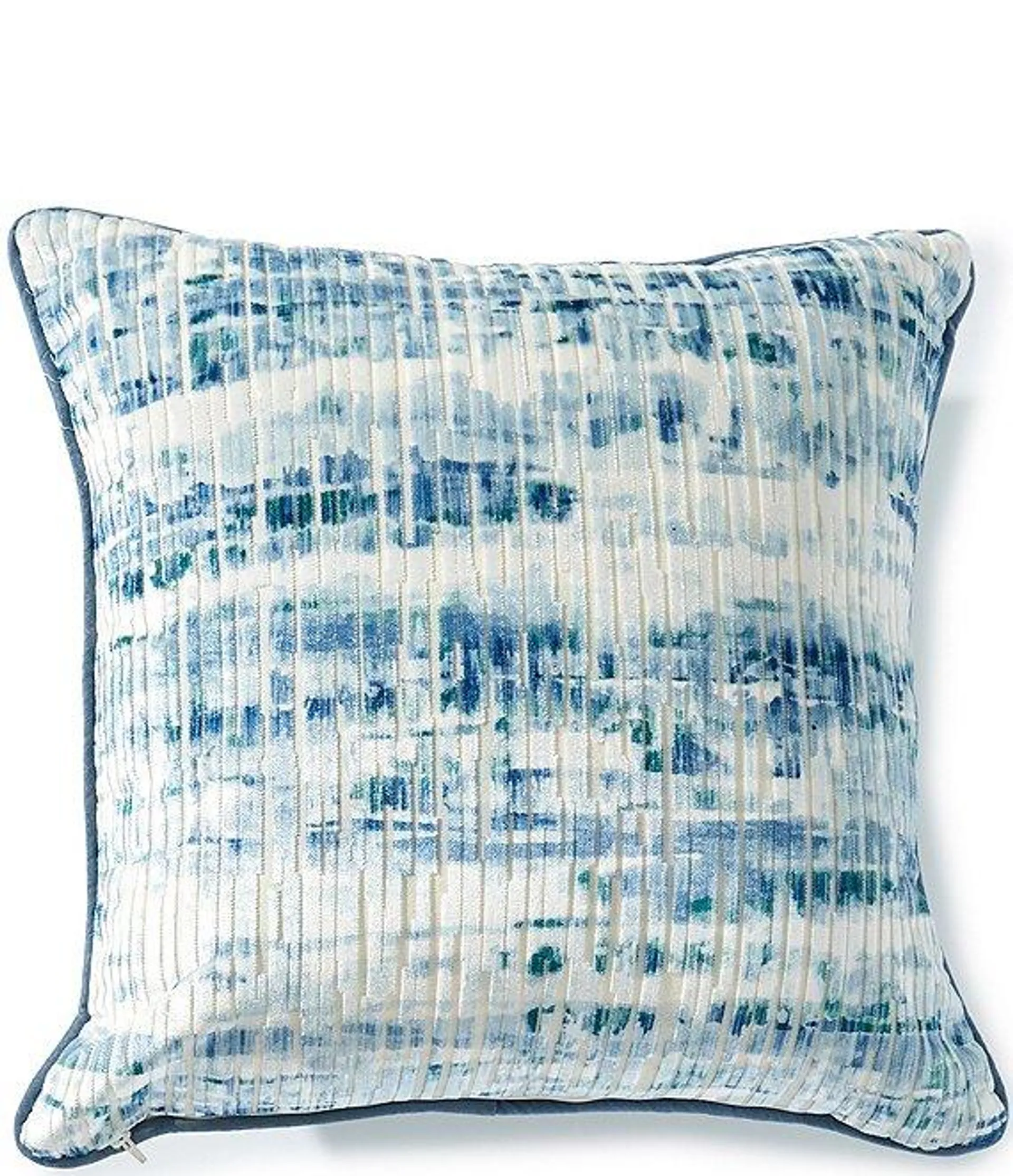 Blue Multi Printed Embossed Stripe Square Pillow