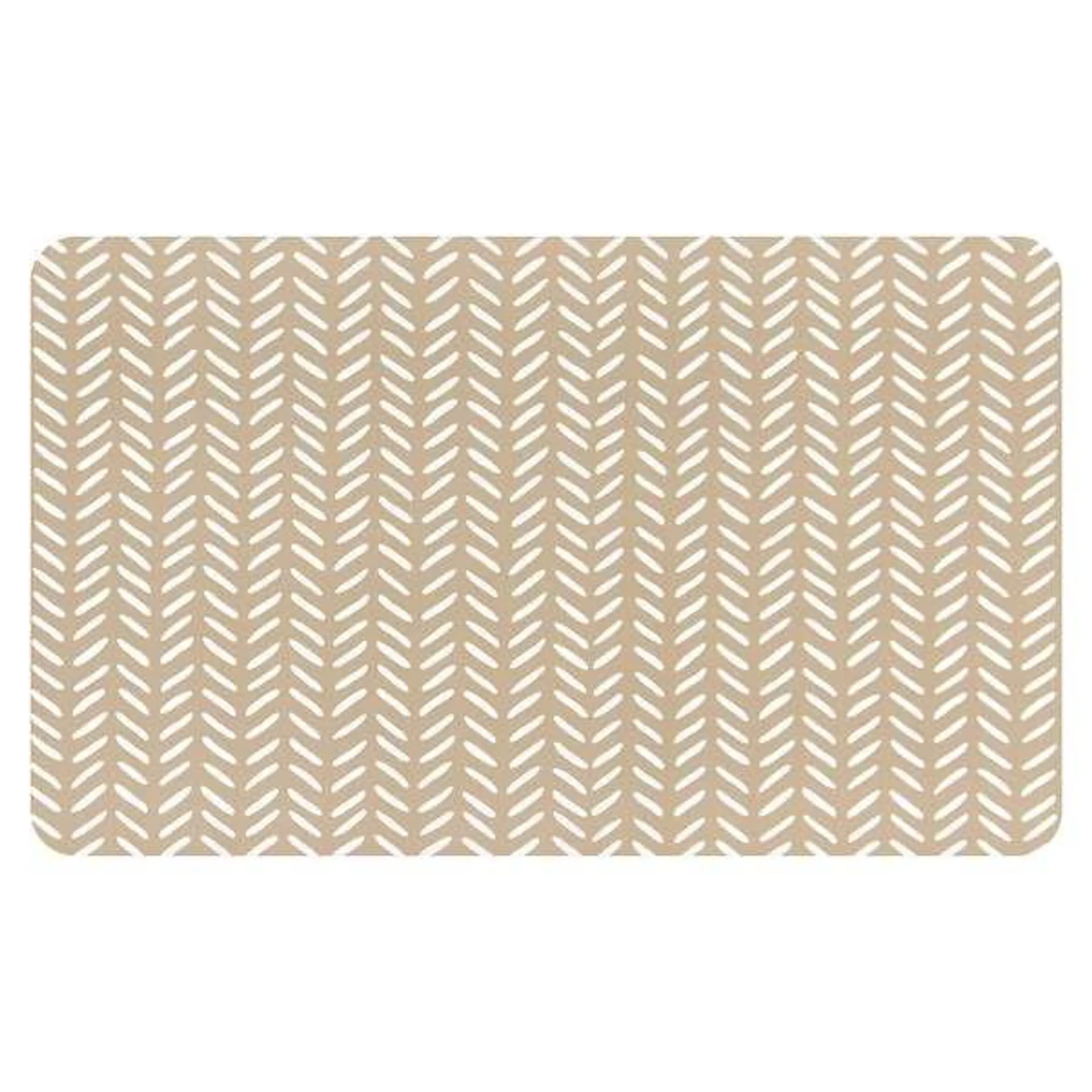 Taupe & Ivory Cushion Comfort Herringbone Kitchen Mat, 18x30