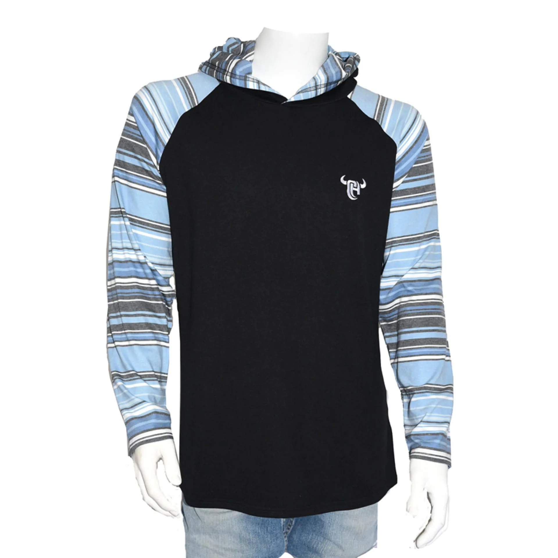 Cowboy Hardware Men's Black with Soft Blue Serape Lightweight Hoodie