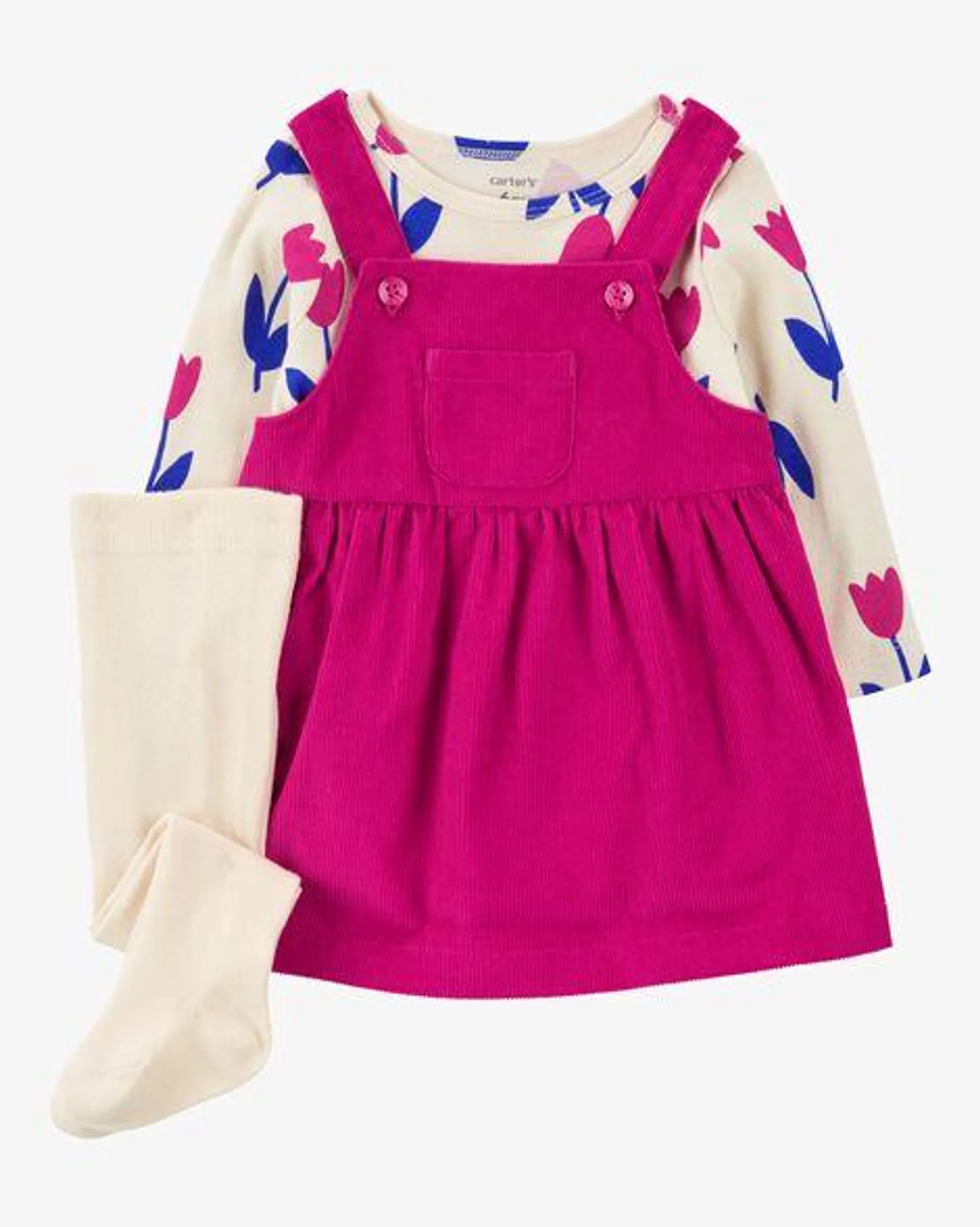 Baby 3-Piece Tulip Tee & Corduroy Jumper Set