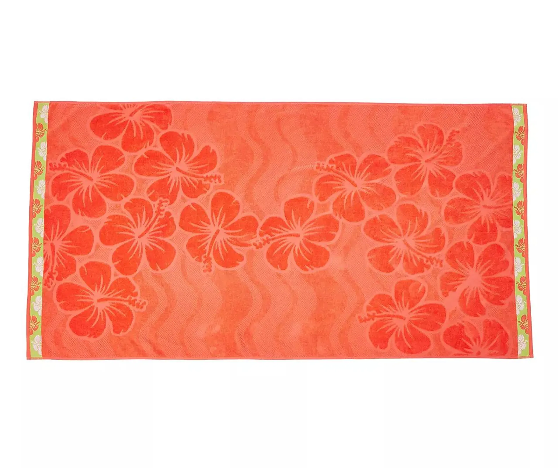 Orange & Green Tropical Floral Beach Towel