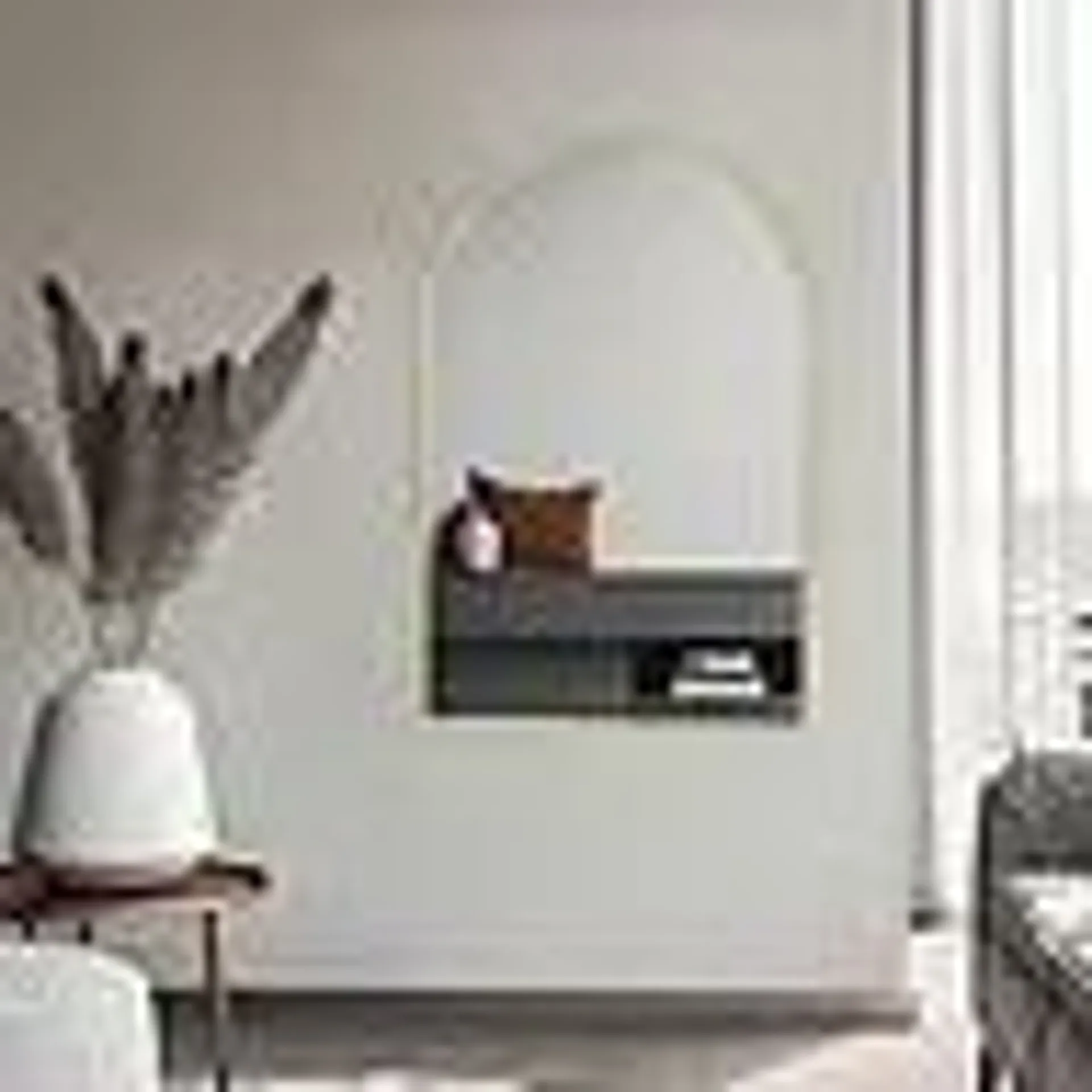 Always Home 24in x 36in Metal Wall Arch Mirror, Black or Brass