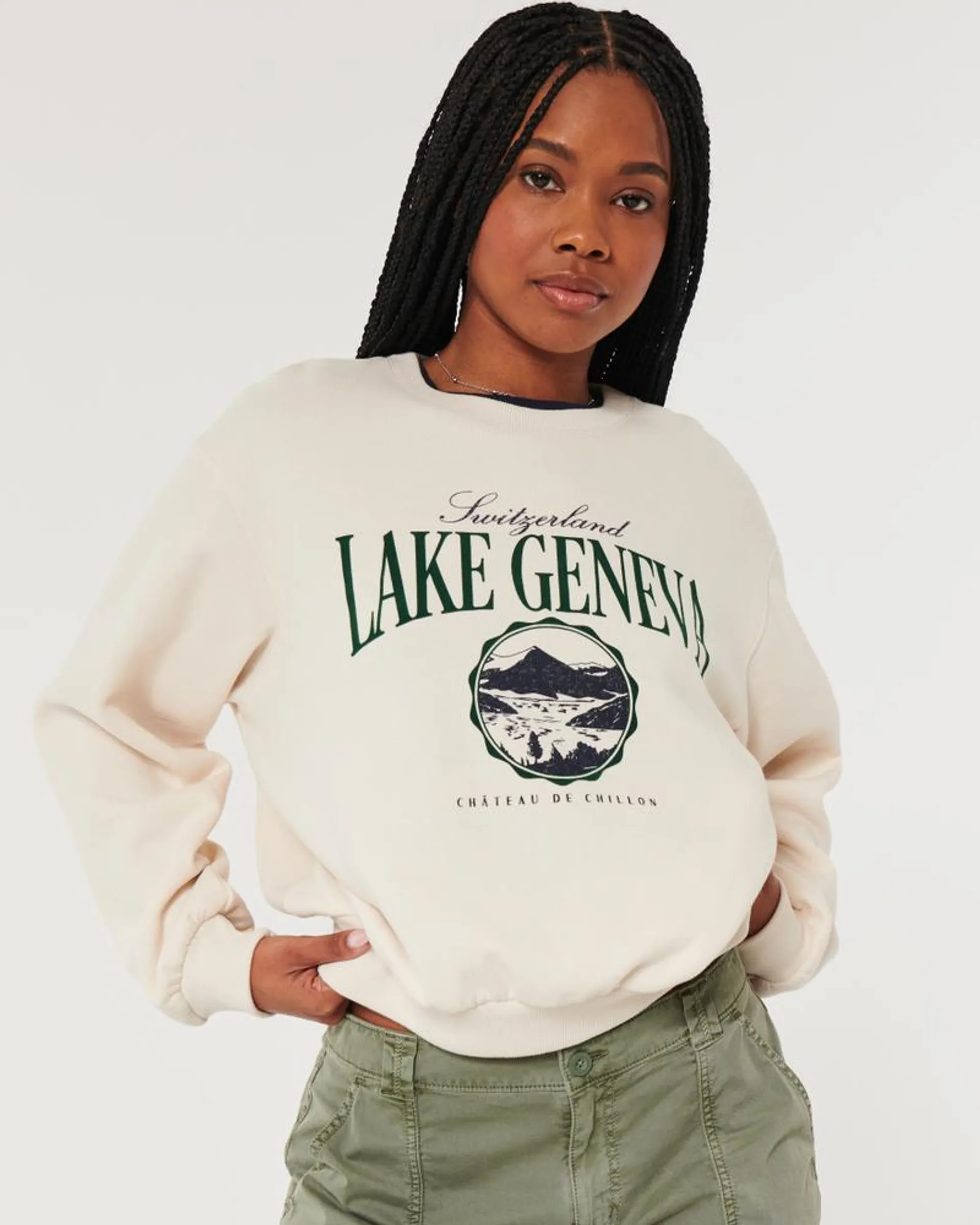Easy Lake Geneva Switzerland Graphic Crew Sweatshirt