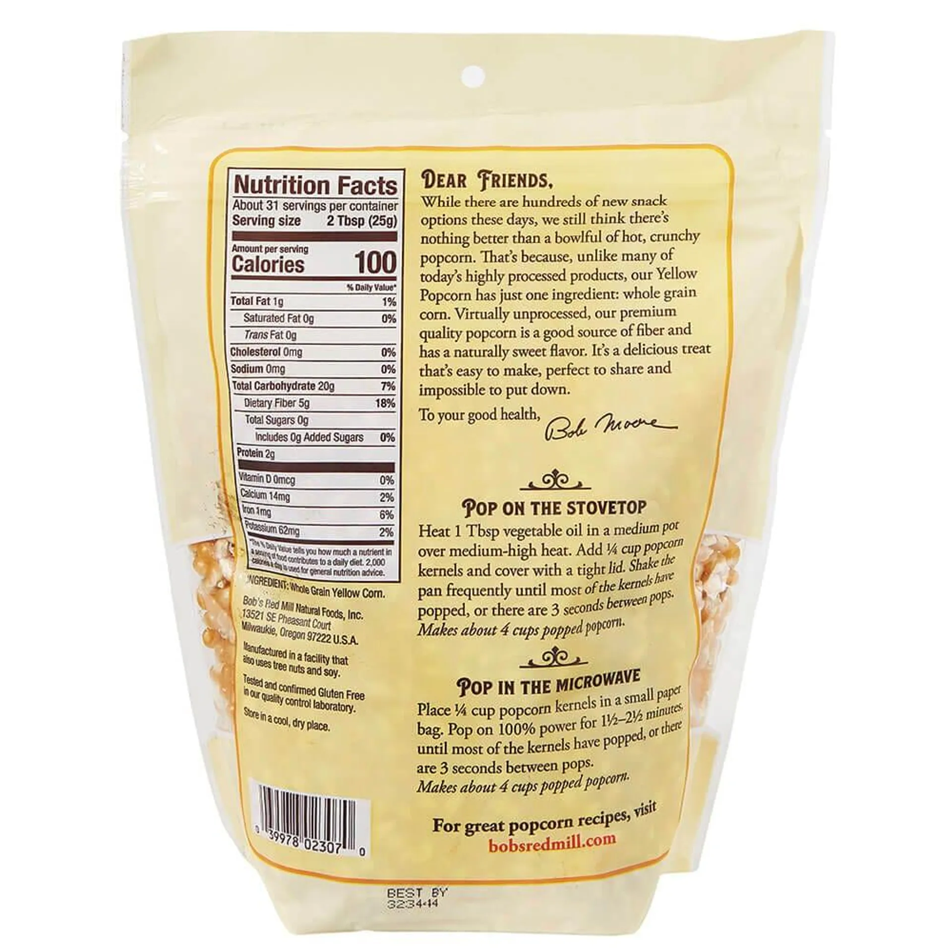 Bob’s Red Mill Yellow Popcorn, 30 oz