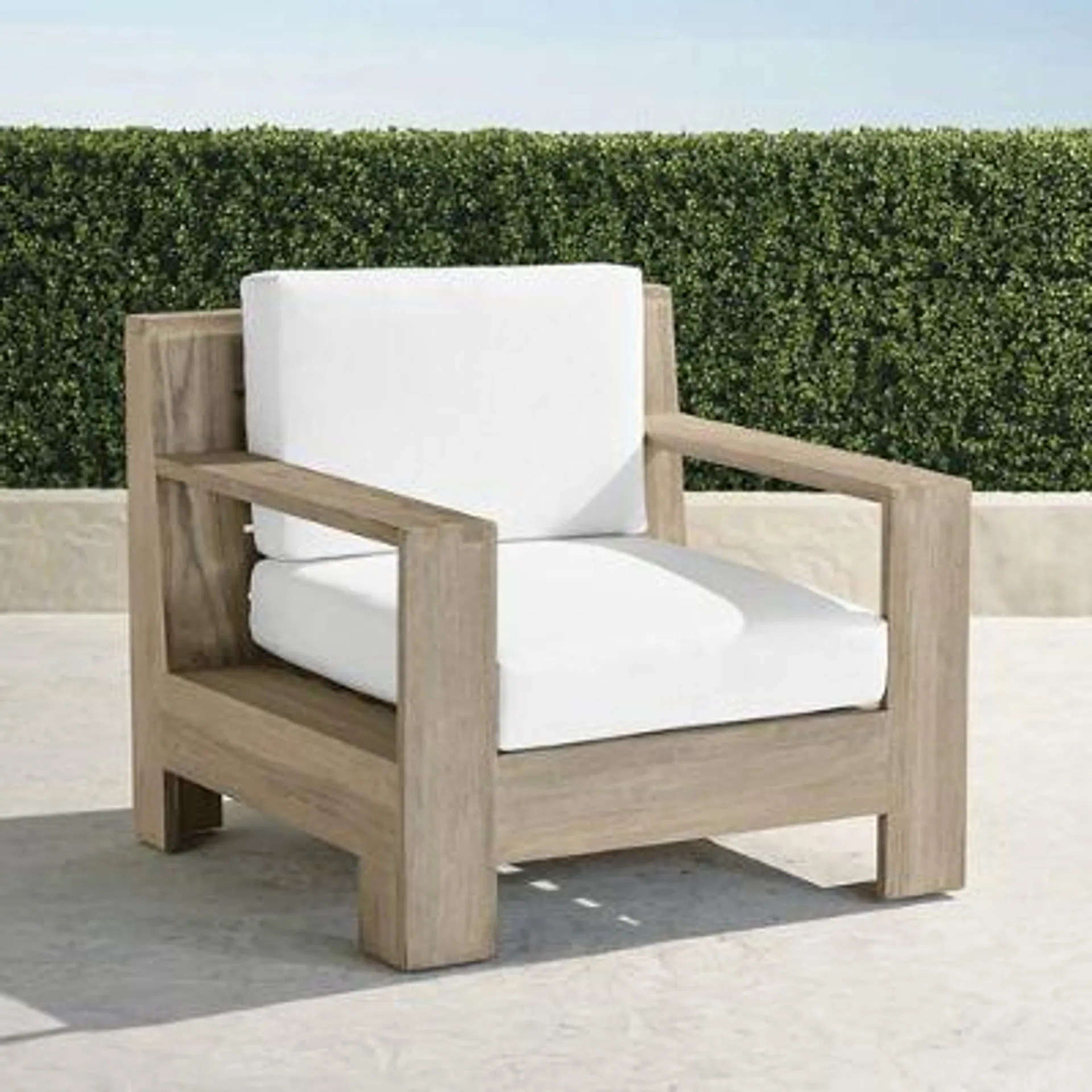 St. Kitts Lounge Chair with Cushions in Weathered Teak