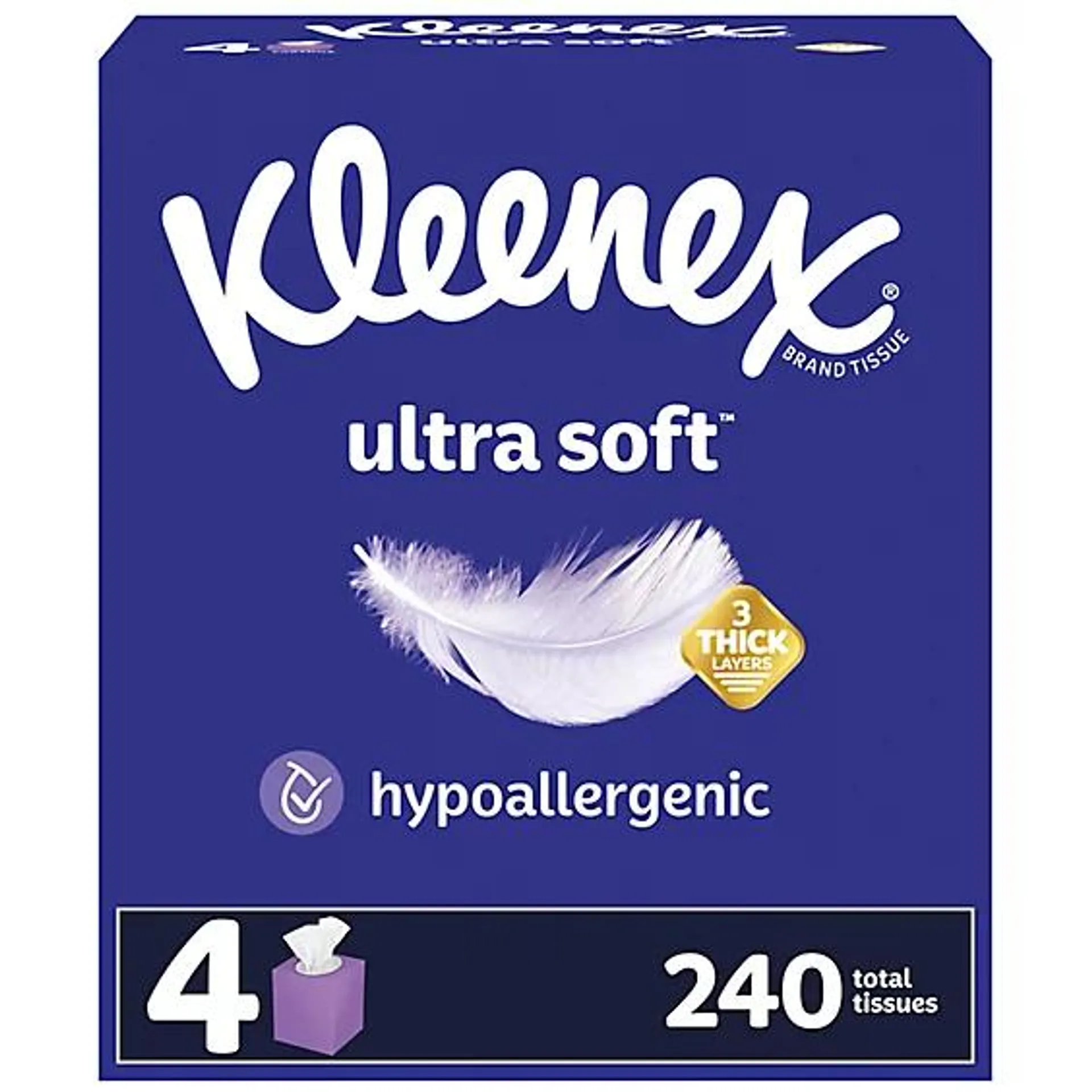 Kleenex Ultra Soft Facial Tissues 60 Tissues Per Box - 4 Count