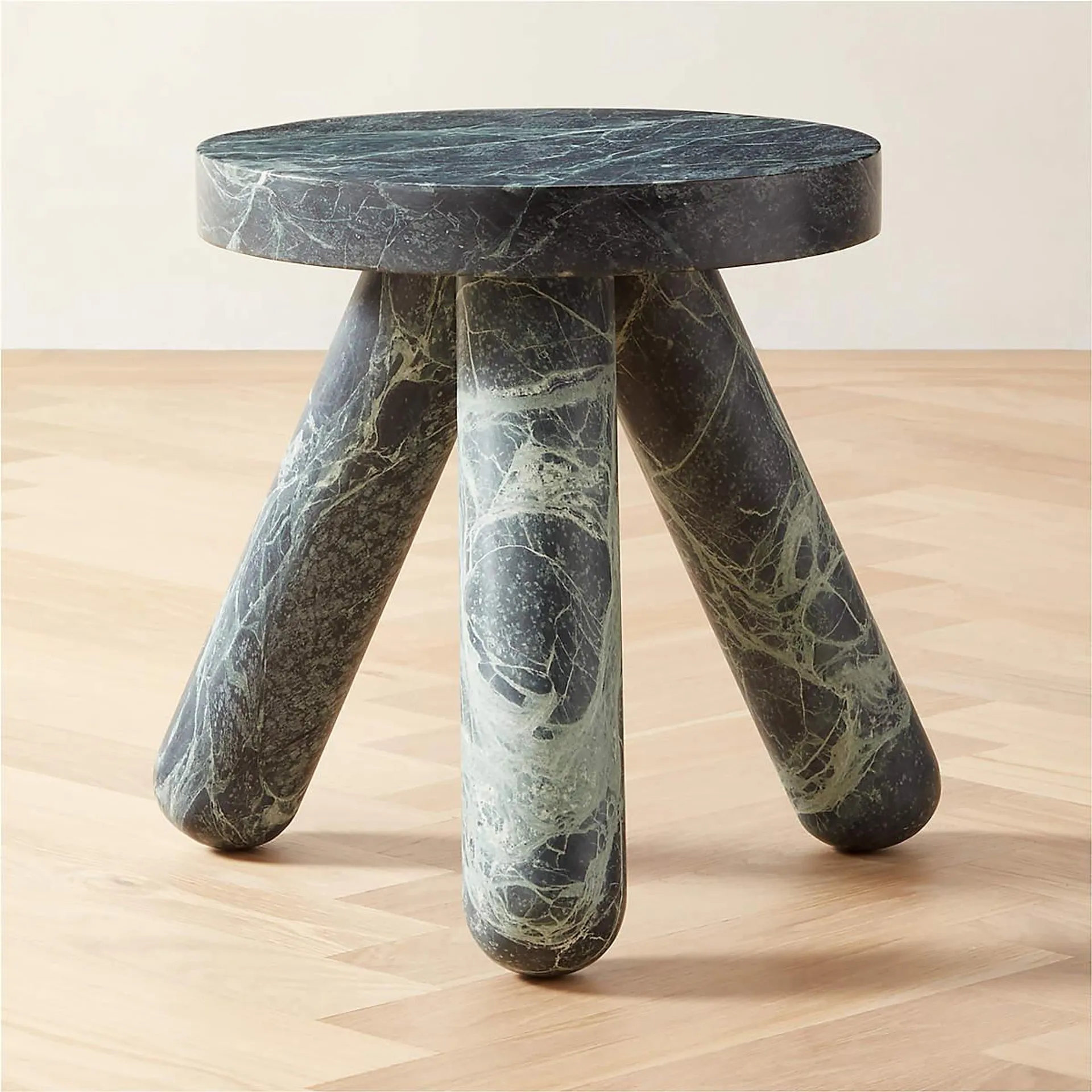 Jaxx Round Green Marble Side Table Tall