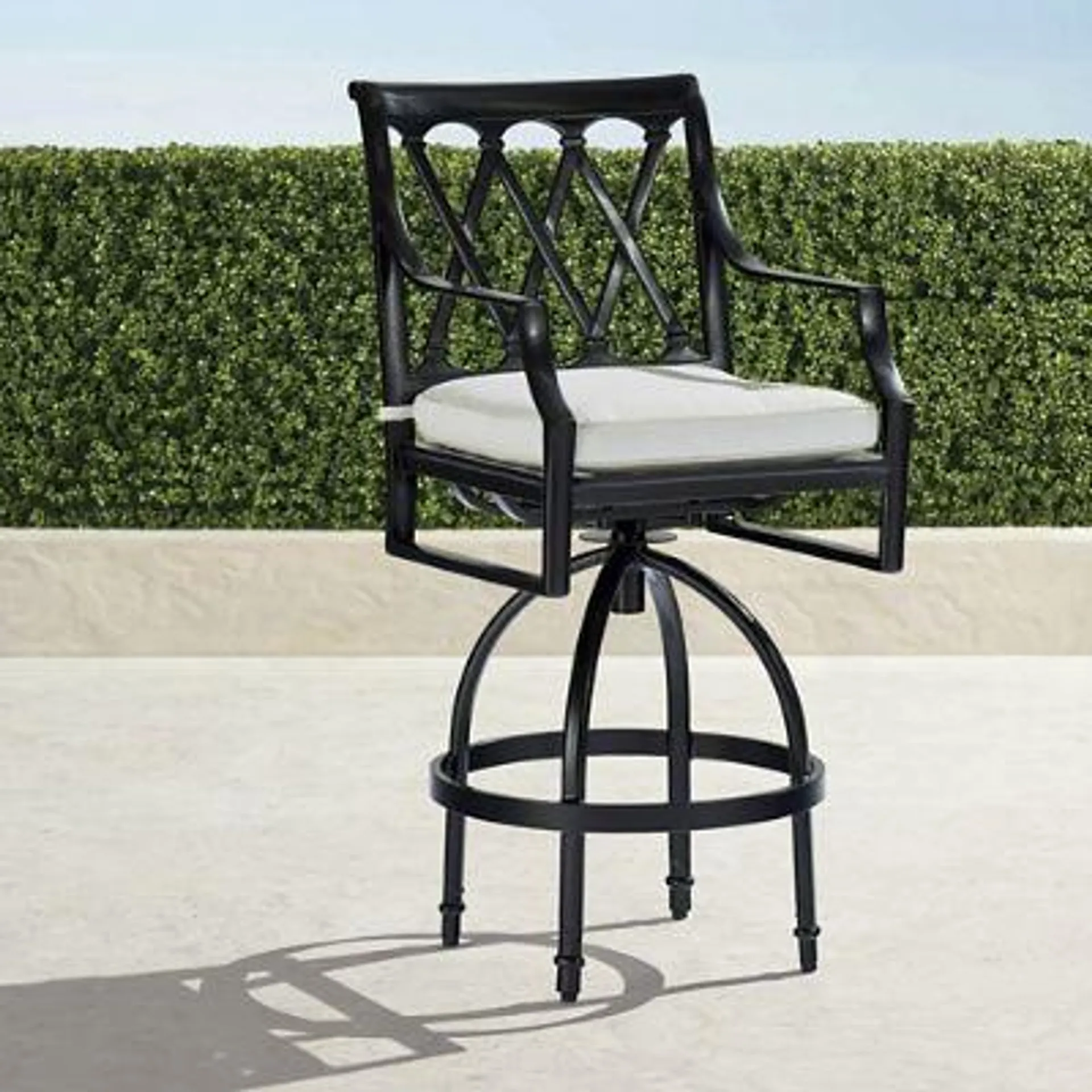 Grayson Set of Two Swivel Bar Stools in Black Aluminum