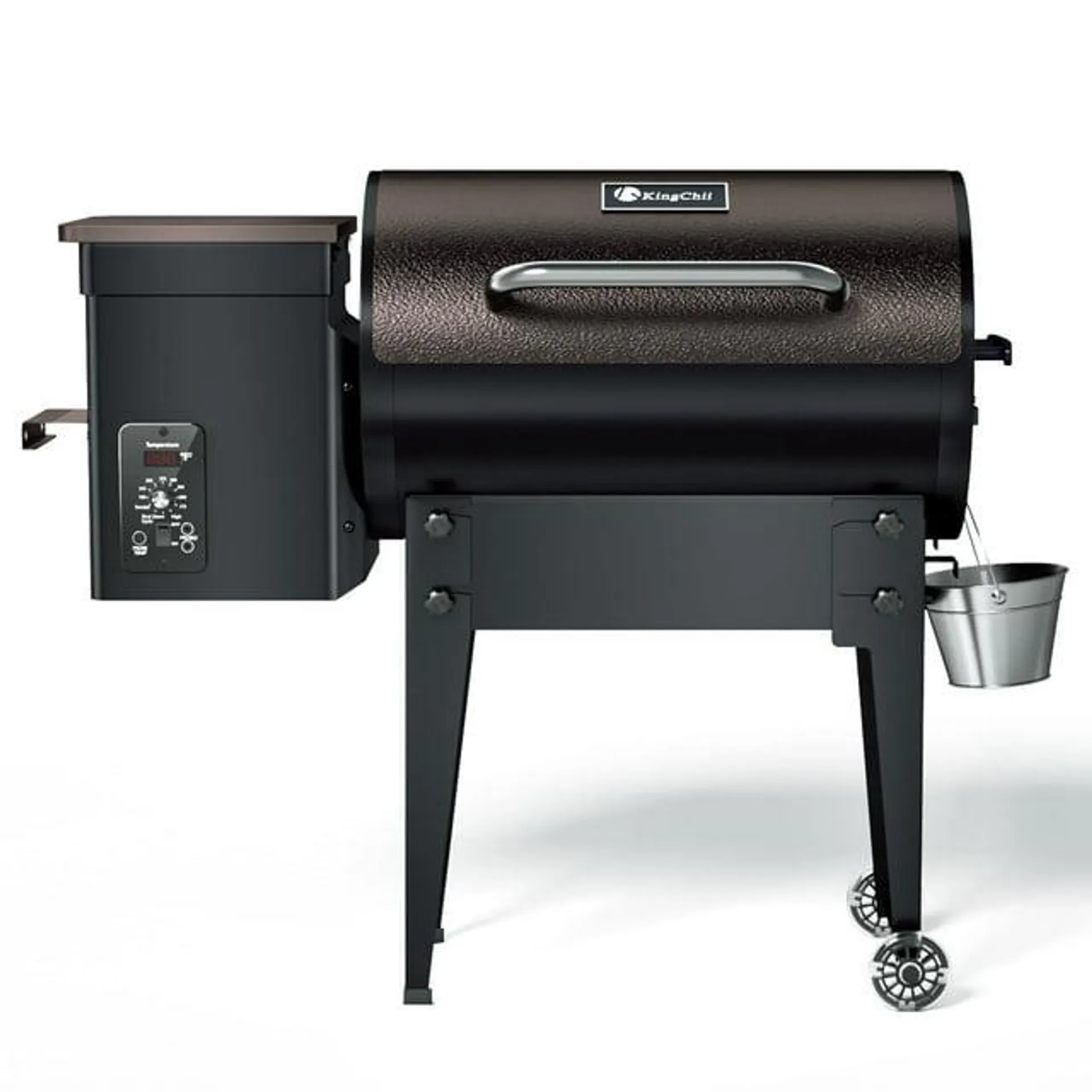 KingChii 456 sq. in Wood Pellet Smoker & Grill BBQ with Auto Temperature Control, Folding Legs for Outdoor Patio RV, Bronze