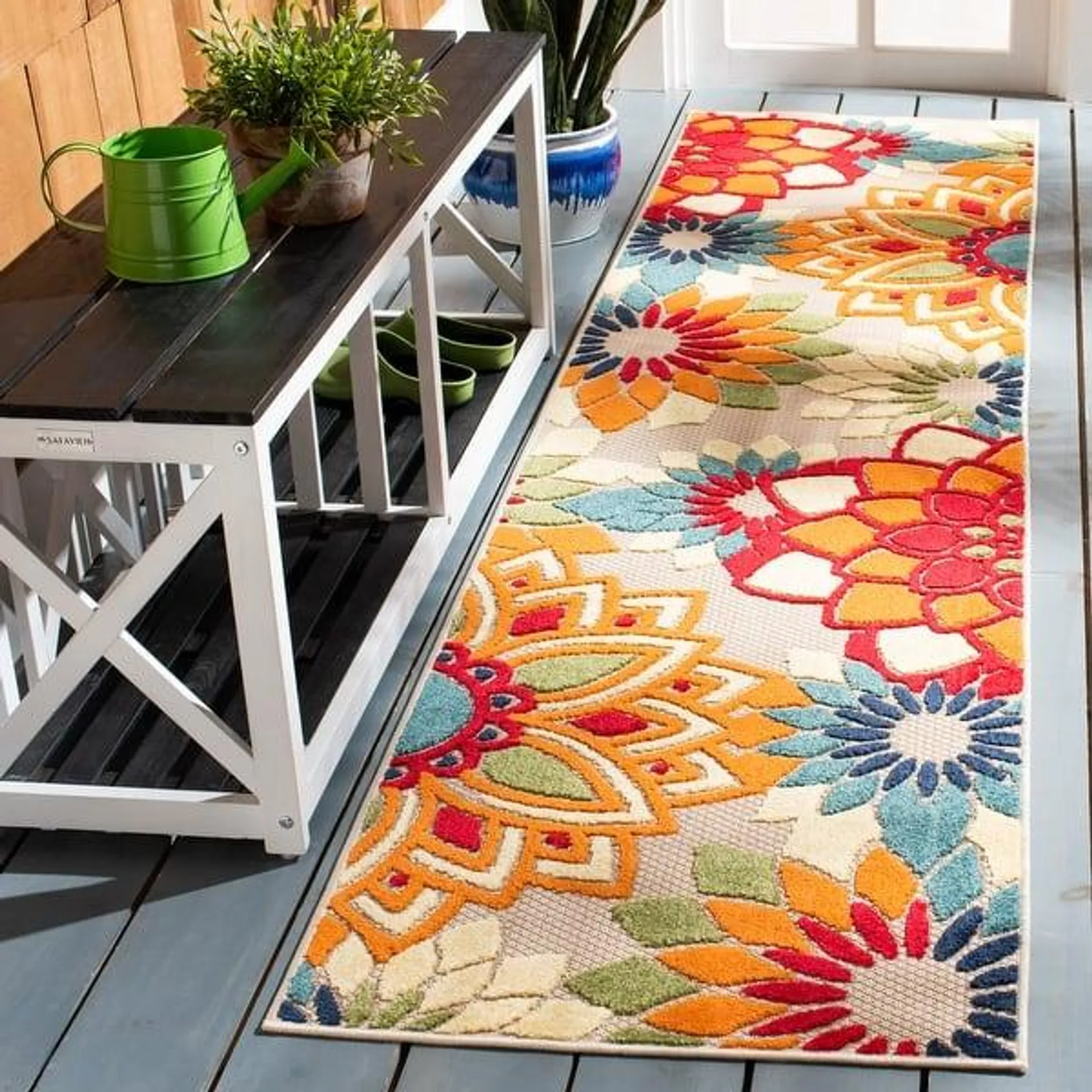 SAFAVIEH Cabana Elvezia Floral Indoor/ Outdoor Patio Backyard Rug