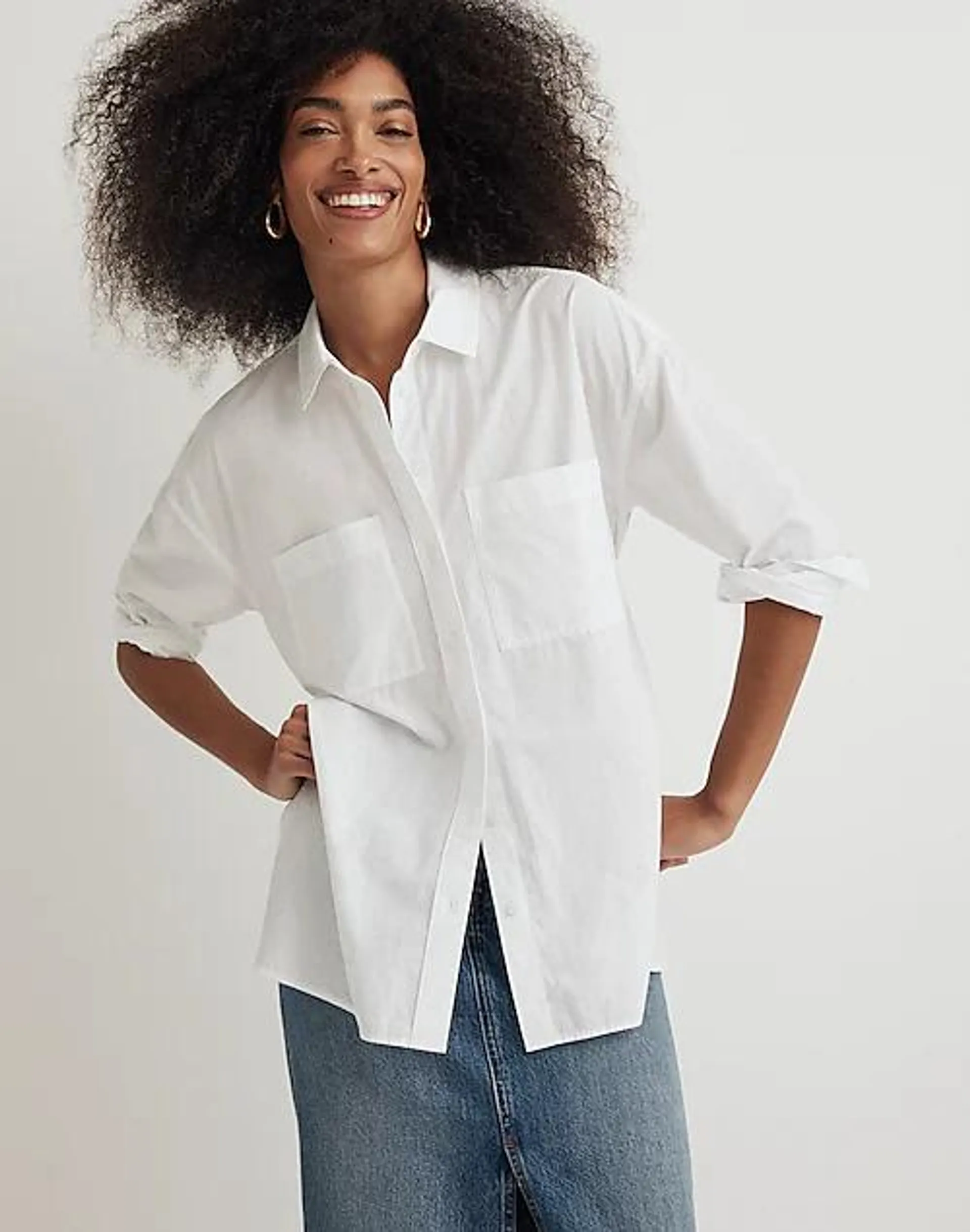 The Oversized Straight Hem Shirt in Signature Poplin