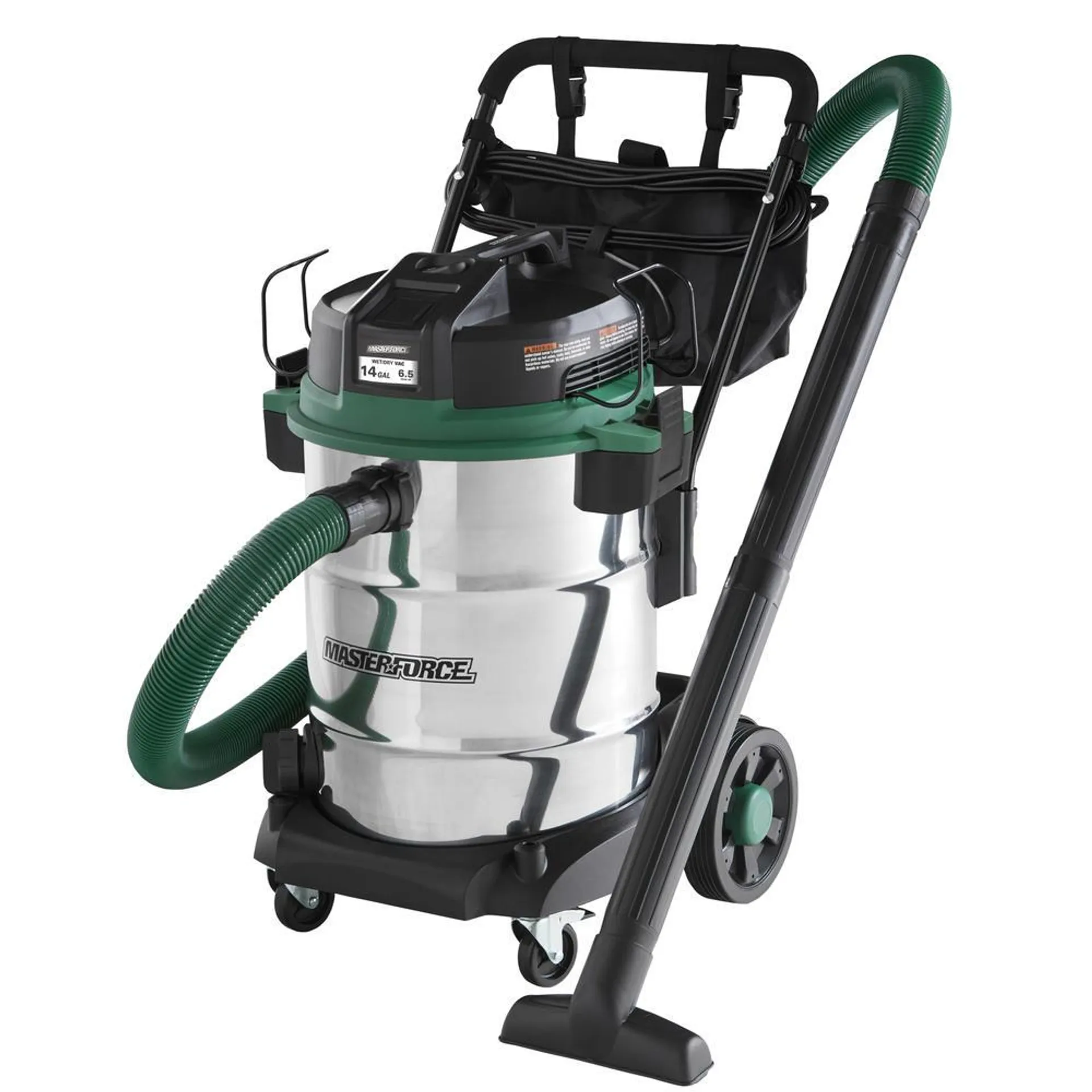 Masterforce™ 14 Gallon 6.5 Peak HP Stainless Steel Wet/Dry Vacuum