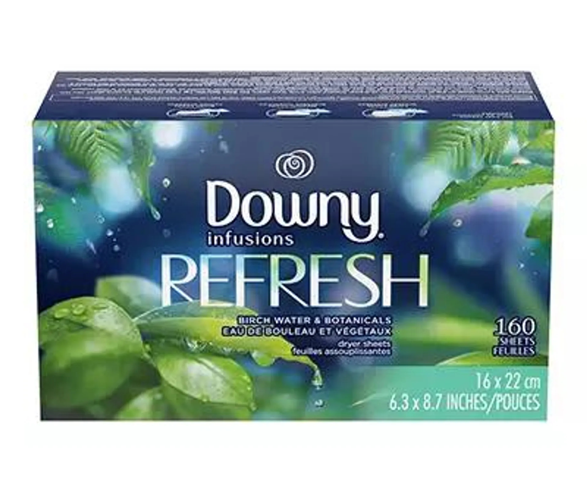 Infusions Fabric Softener Dryer Sheets, Refresh, Birch Water & Botanicals, 90 count