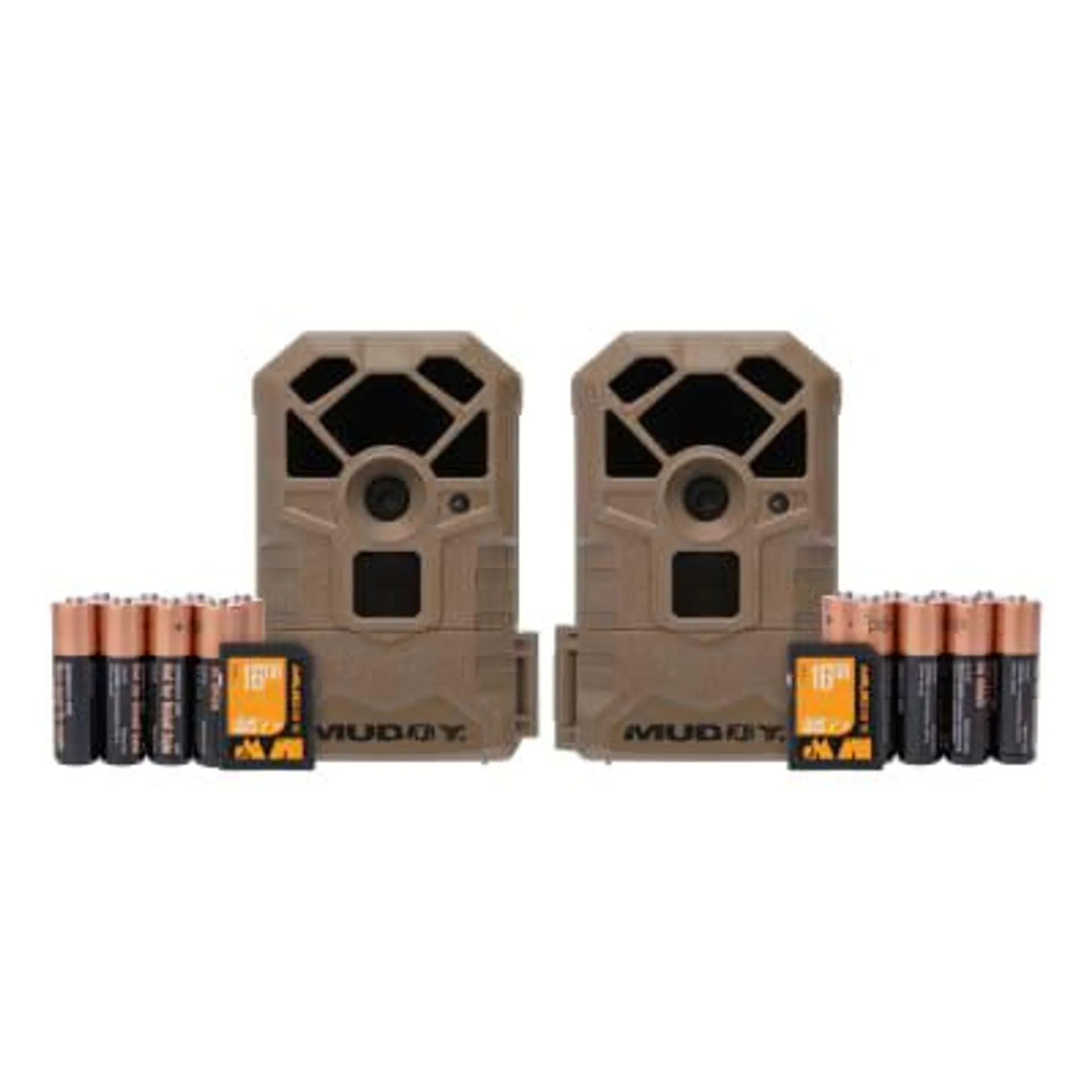 Muddy 14MP Two Pack Trail Cam Combo w/Batteries and SD Cards