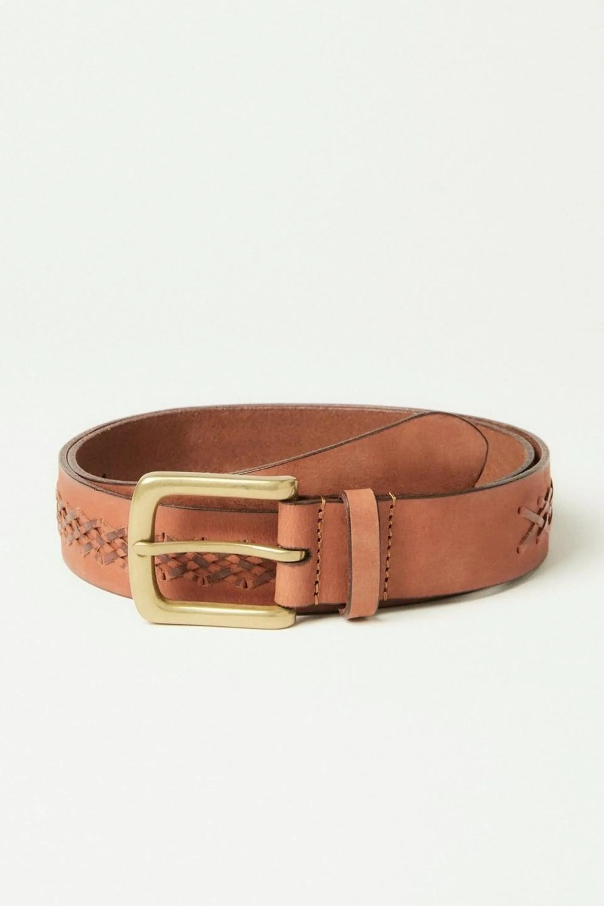 men's braided detail leather belt