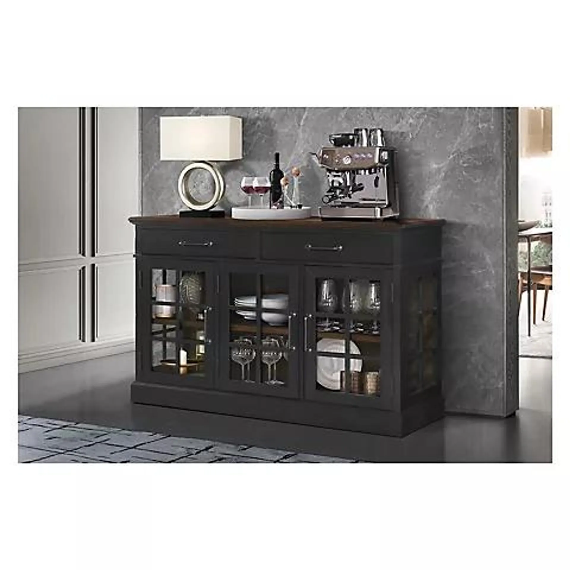 Global Furniture Taylor Buffet - Black and Dark Wood Finish