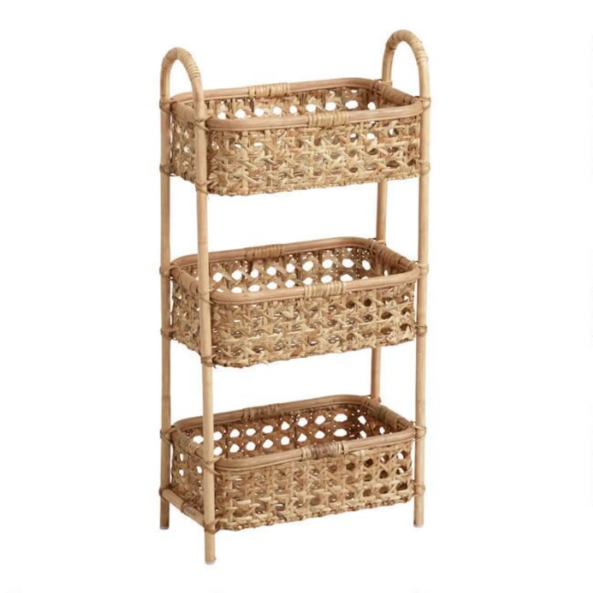 Farrah Natural Rattan Cane 3 Tier Storage Tower