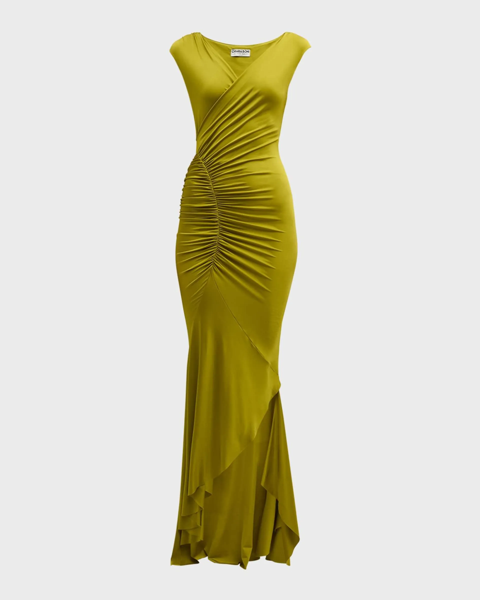 Iceland Ruched High-Low Column Gown