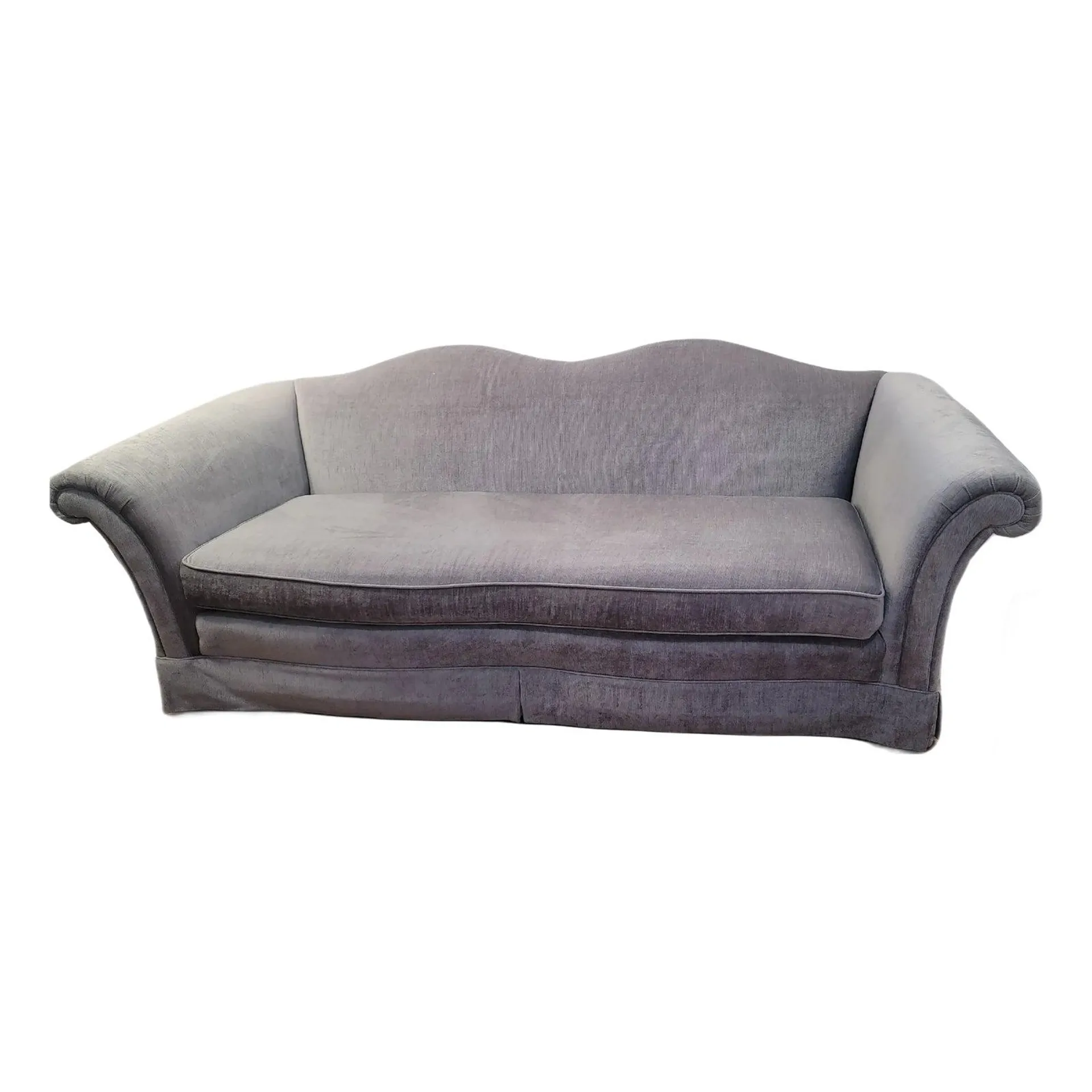 1980s Henredon Silver / Gray Velvet Sofa