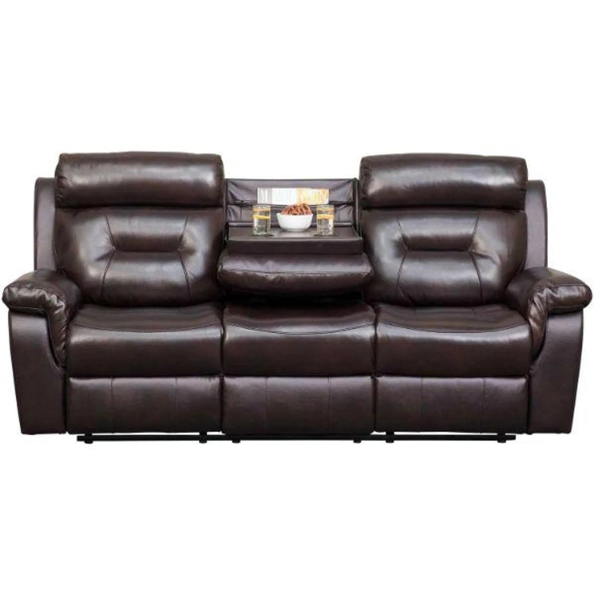 Watson Brown Leather Reclining Sofa with DDT
