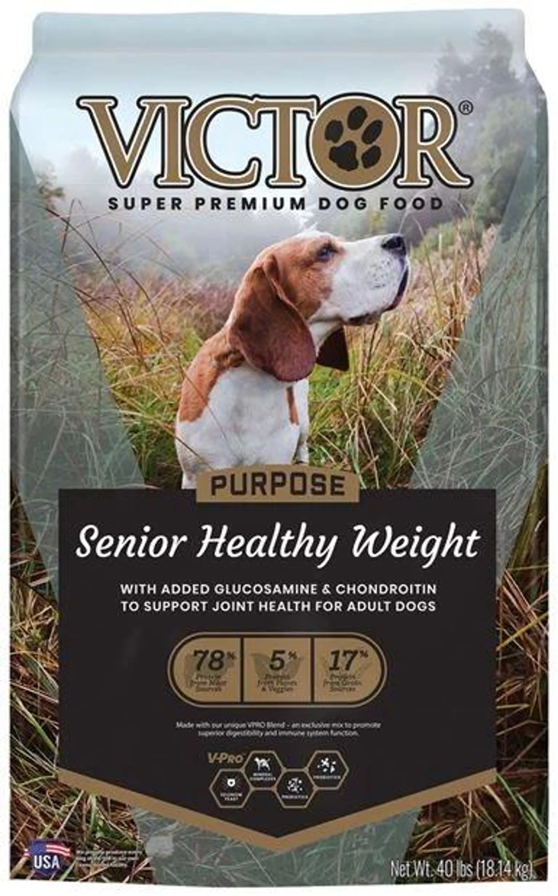 VICTOR Purpose Senior/Healthy Weight, Dry Dog Food, 40 Pounds