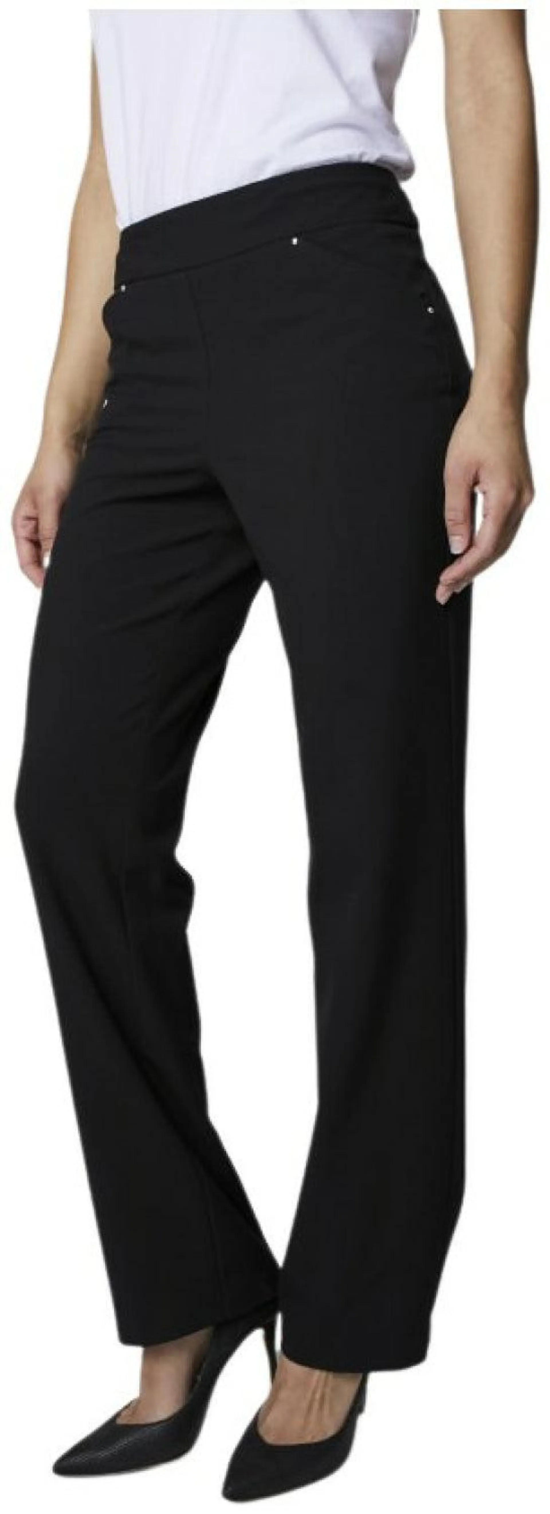 Roz & Ali Secret Agent Pull On Tummy Control Pants Cateye Pockets with Rivets - Average Length