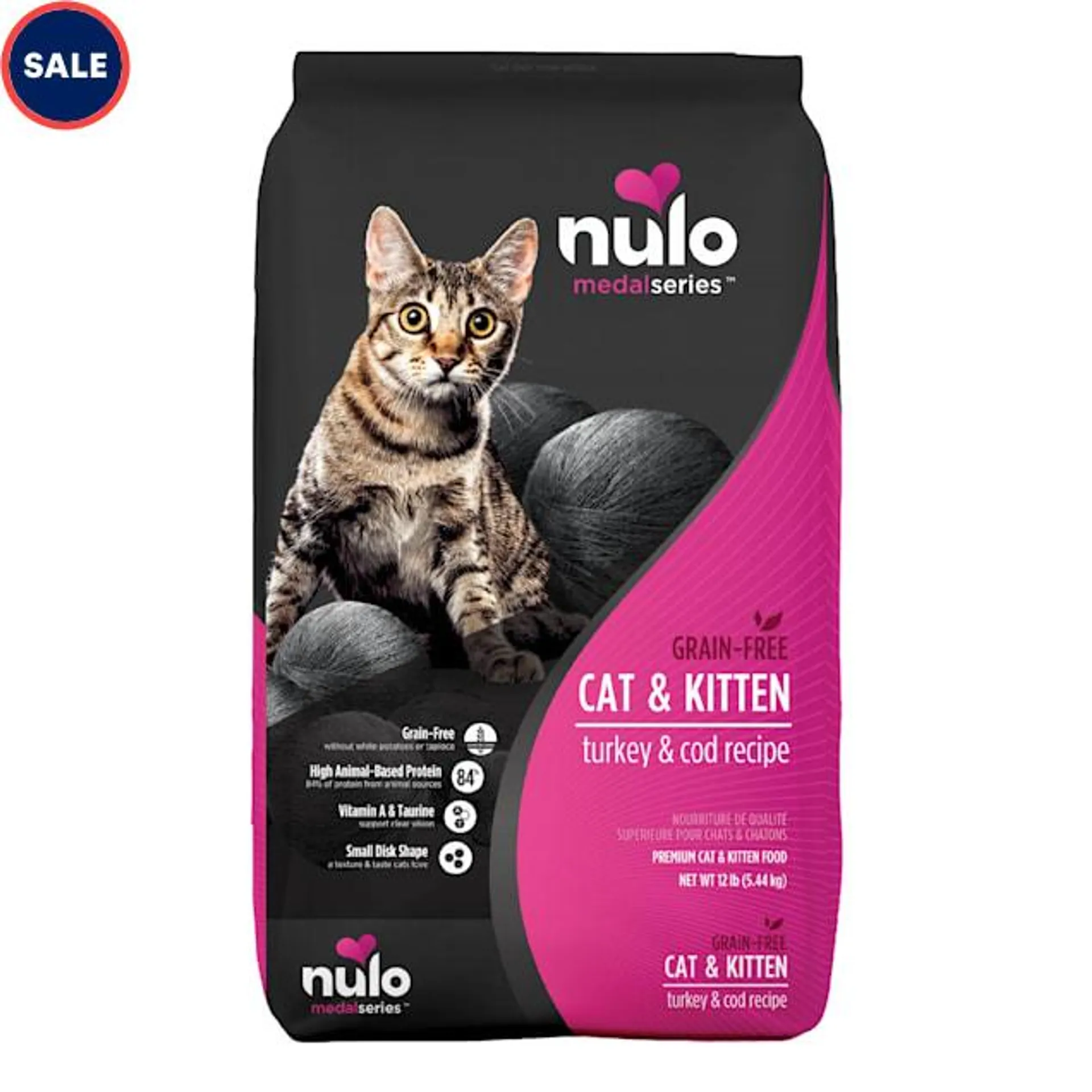 Nulo MedalSeries Grain-Free Turkey & Cod Dry Cat & Kitten Food, 12 lbs.