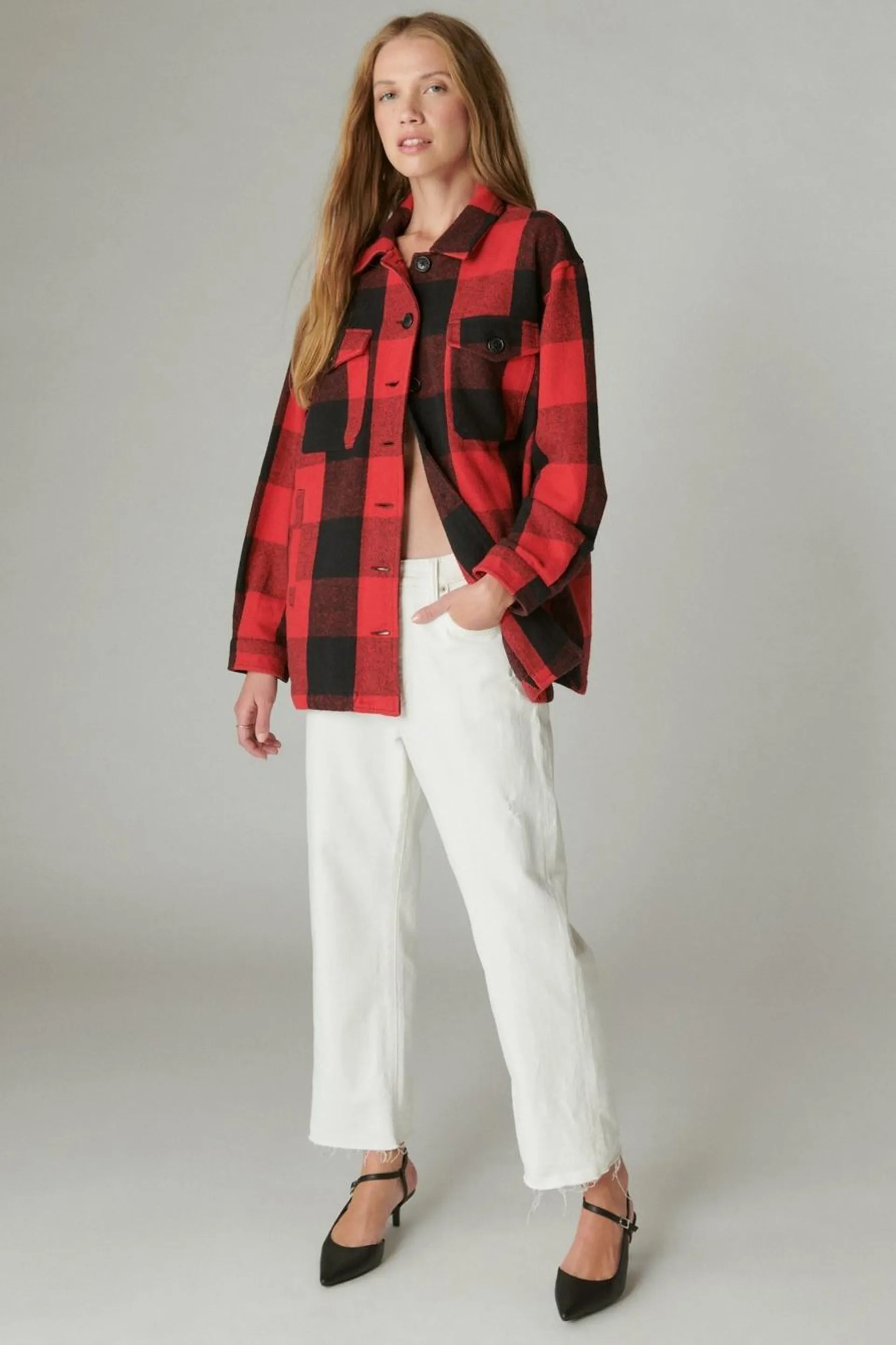 plaid oversized shirt jacket