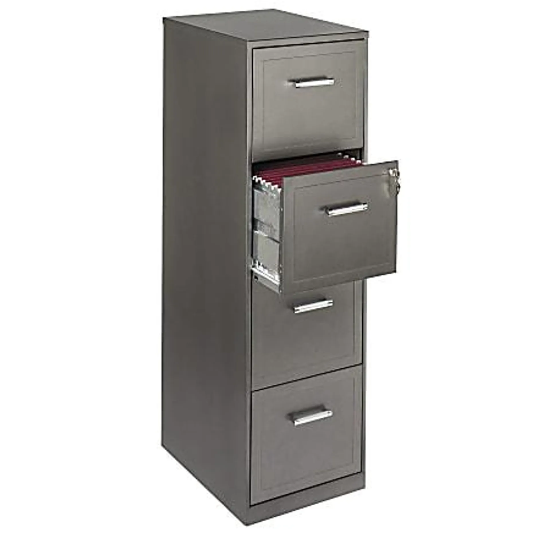 Realspace 18"D 4-Drawer Vertical Letter-Size File Cabinet, Metallic Charcoal