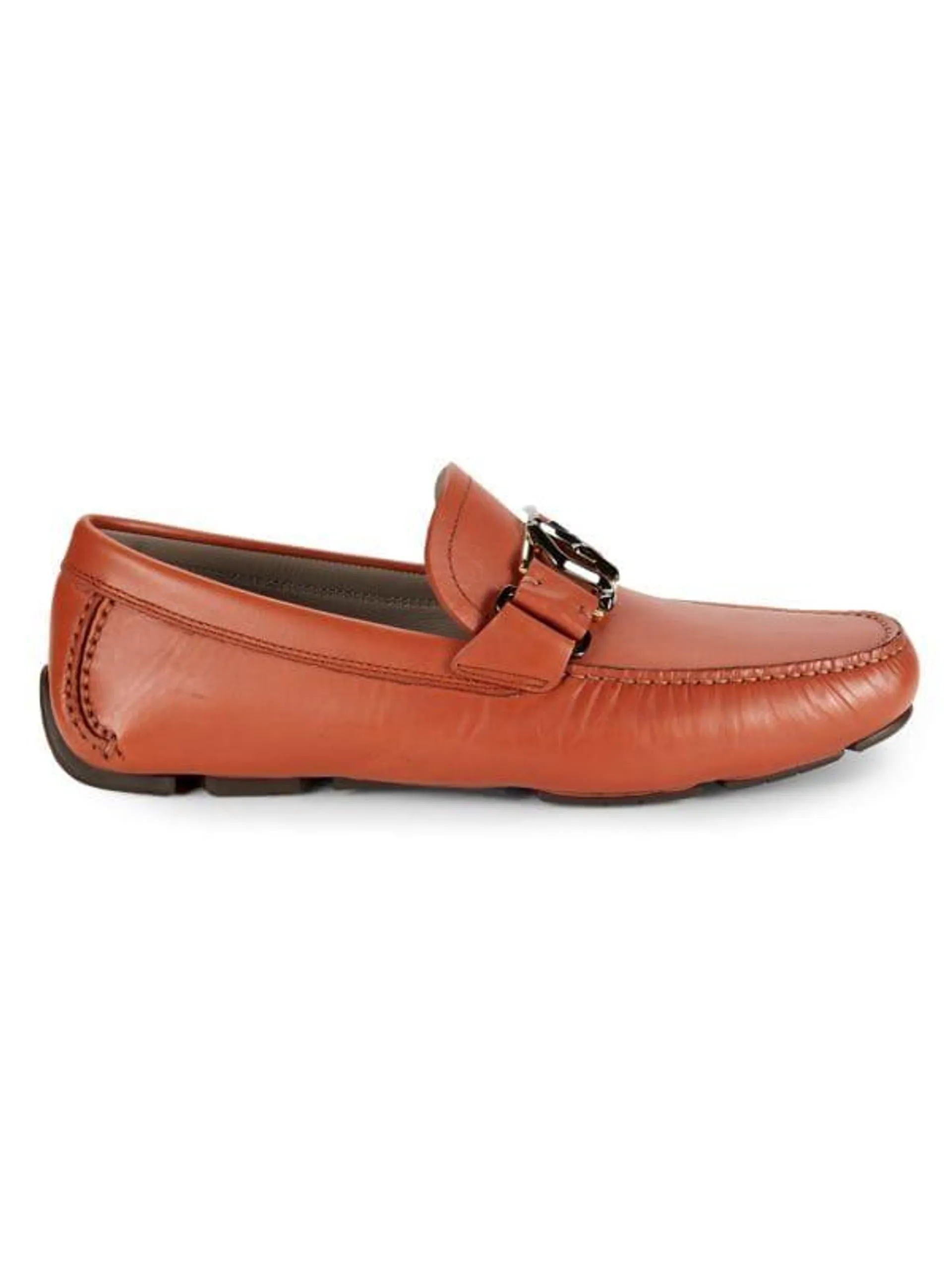 Logo Leather Driving Loafers