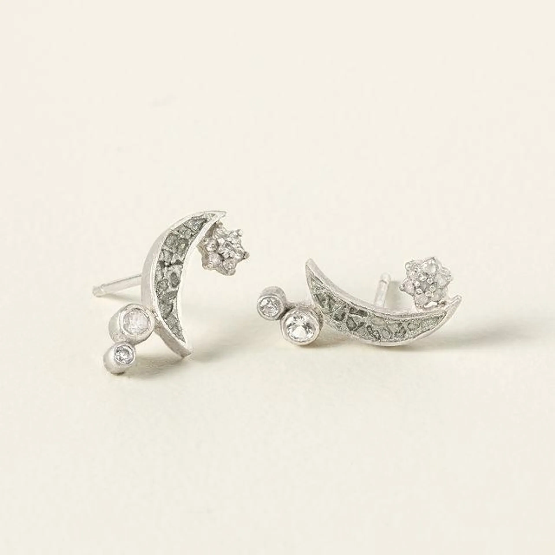 Shimmering Moon Raw Diamond Earrings