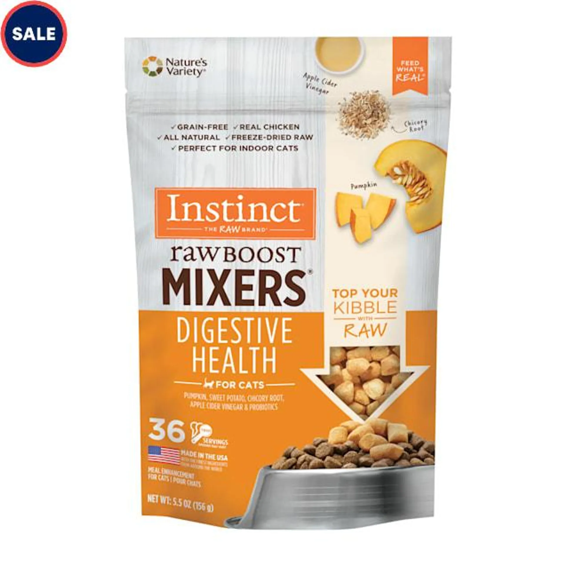 Instinct Freeze Dried Raw Boost Mixers Grain Free Digestive Health Recipe All Natural Cat Food Topper, 5.5 oz.