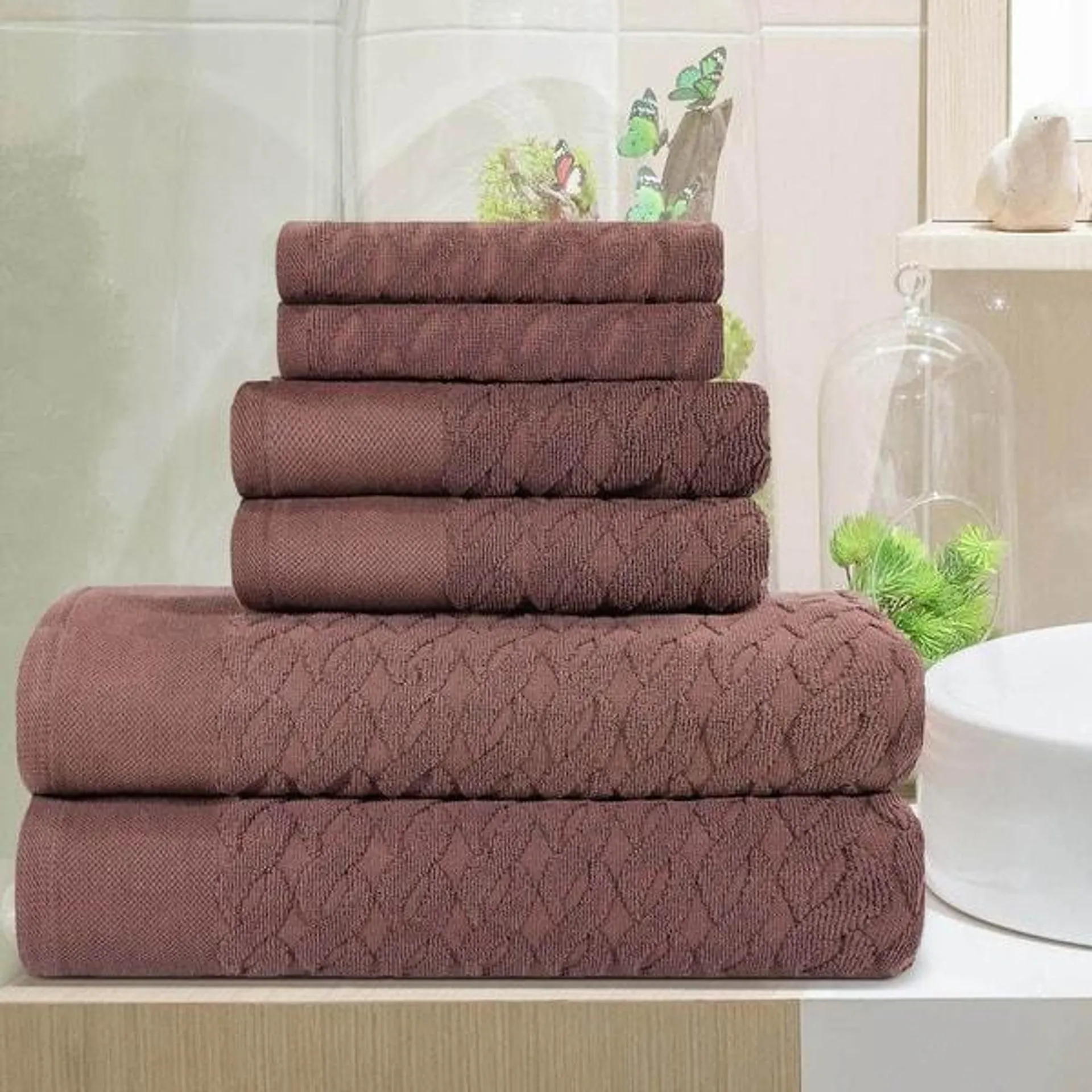 Turkish Cotton 6 Piece Herringbone Solid Towel Set by Superior