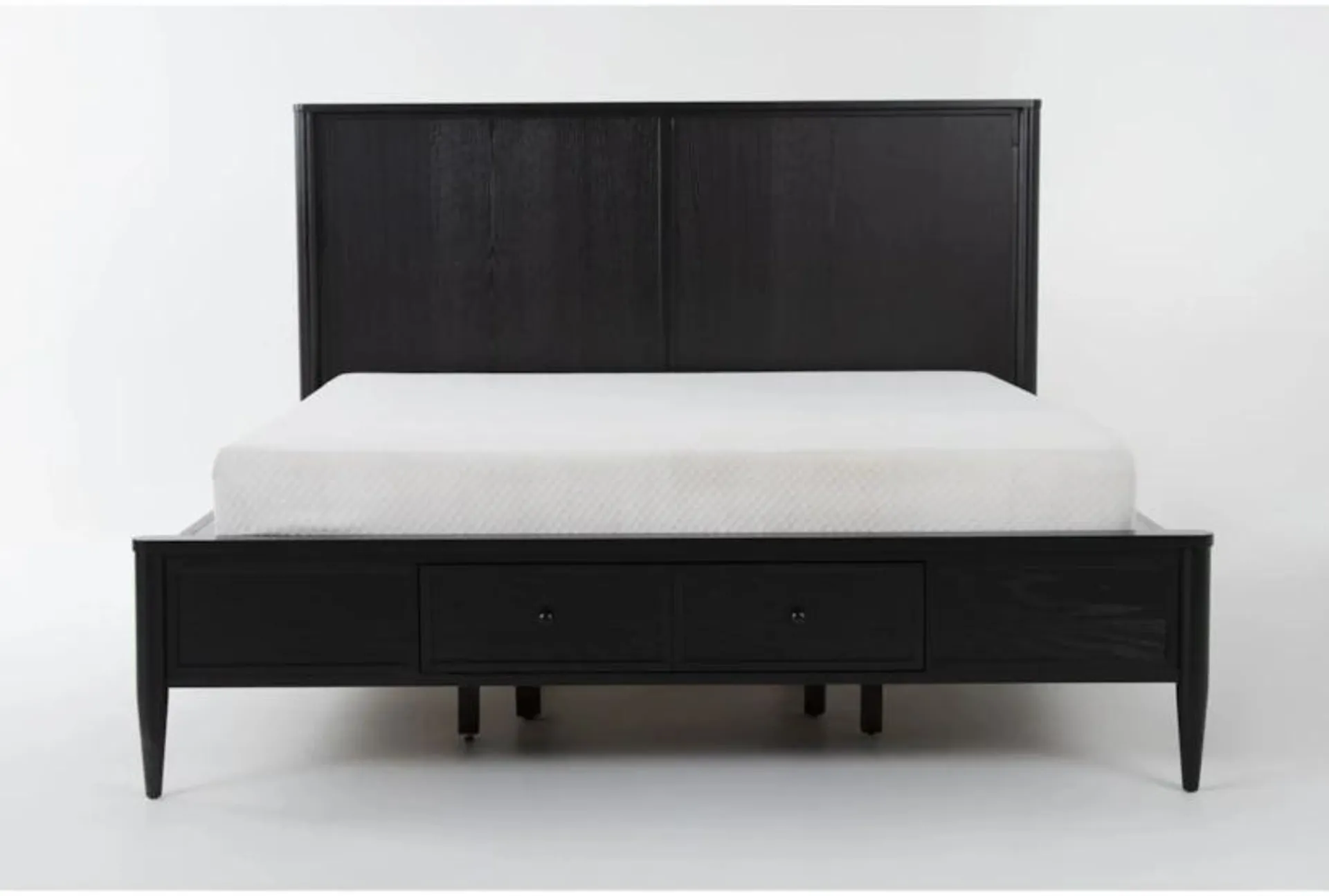 Austen Black Queen Wood Panel Bed With Side & Footboard Storage