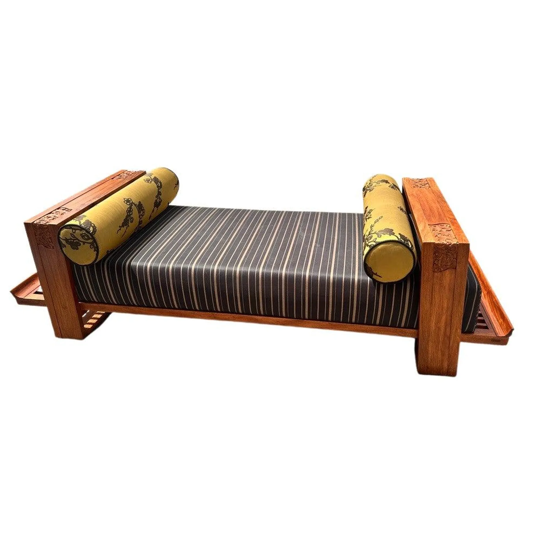 Contemporary Asian Inspired Wood & Silk Daybed