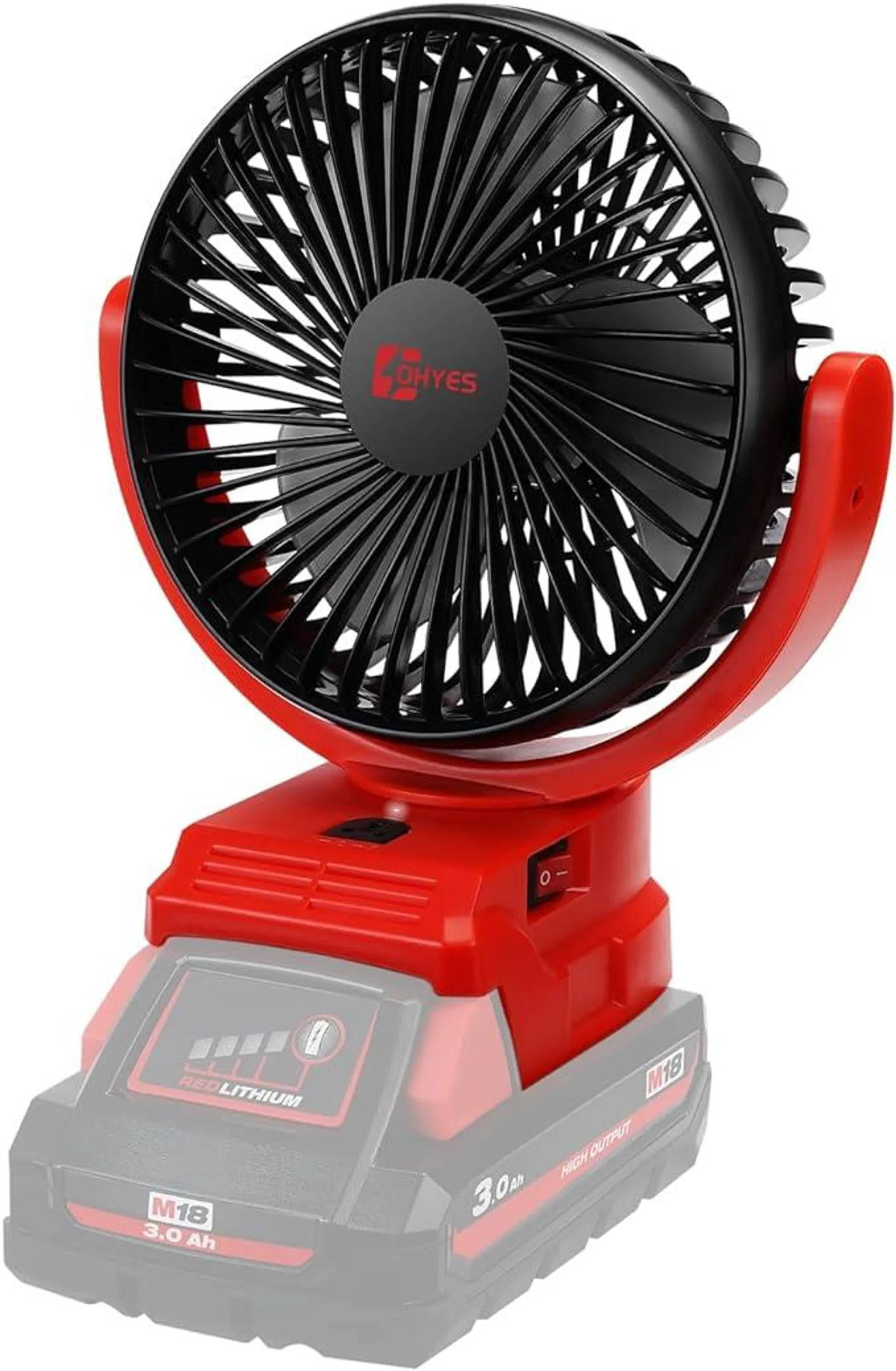 Cordless Jobsite Fan For Milwaukee M18 Battery Brushless Motor with USB A+C Fast Charging for Camping Workshop and Construction Site(Battery not included)