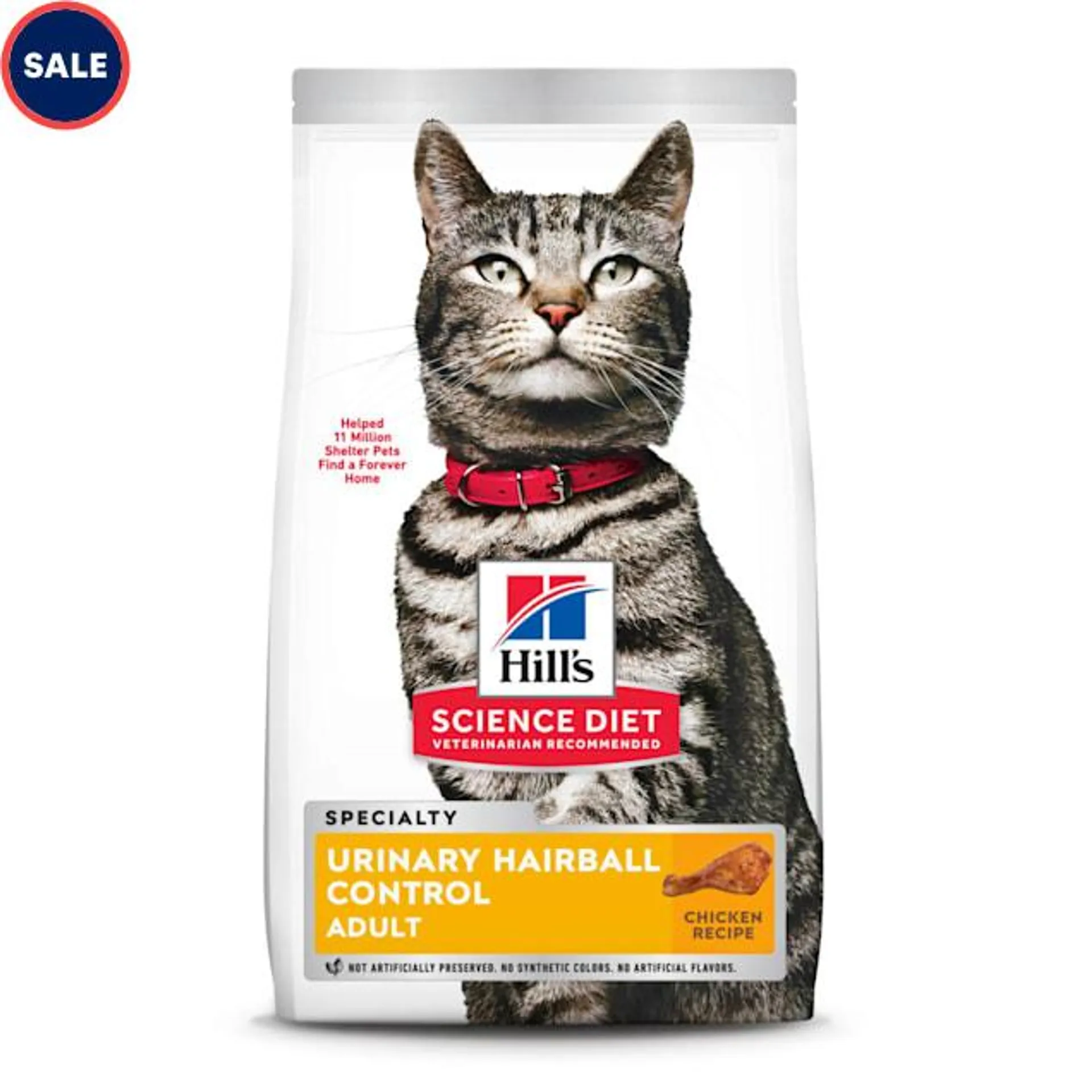 Hill's Science Diet Adult Urinary & Hairball Control Chicken Recipe Dry Cat Food, 15.5 lbs.