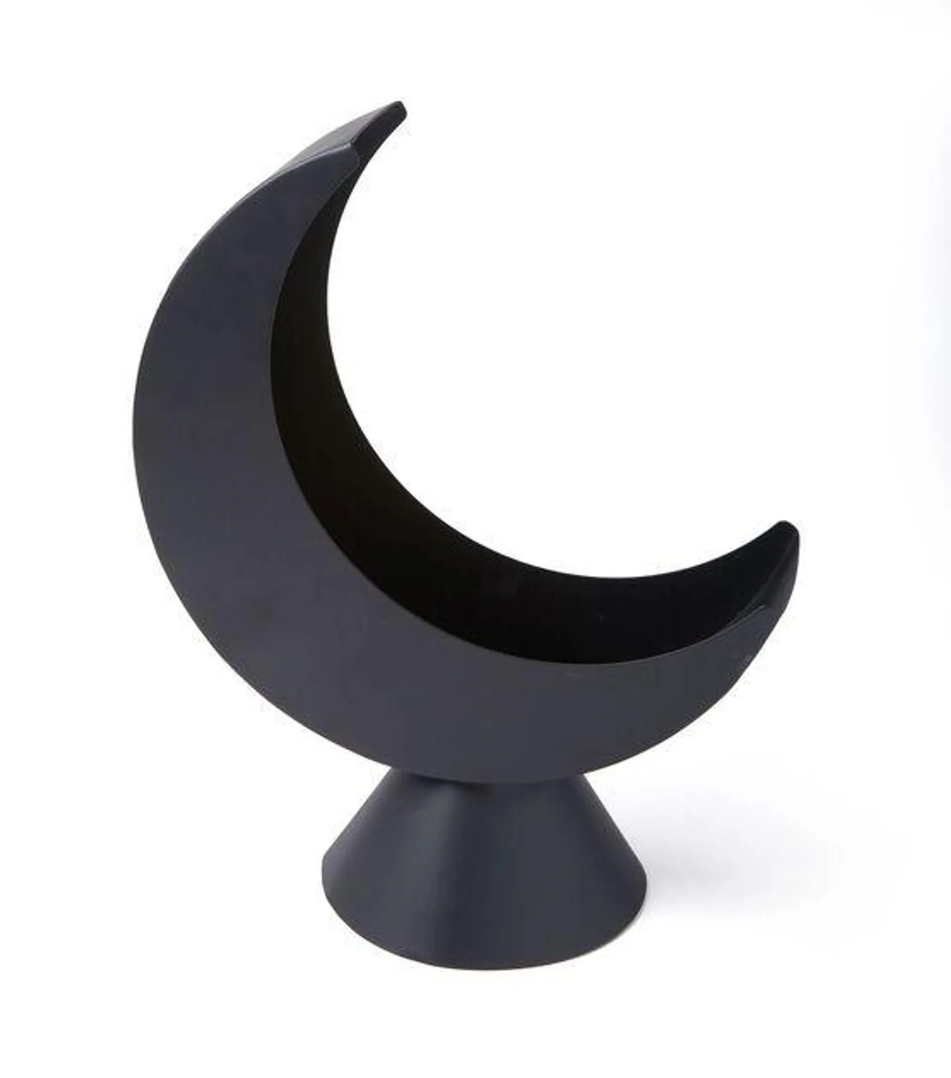 14" Halloween Black Metal Moon Pillar Candle Holder by Place & Time