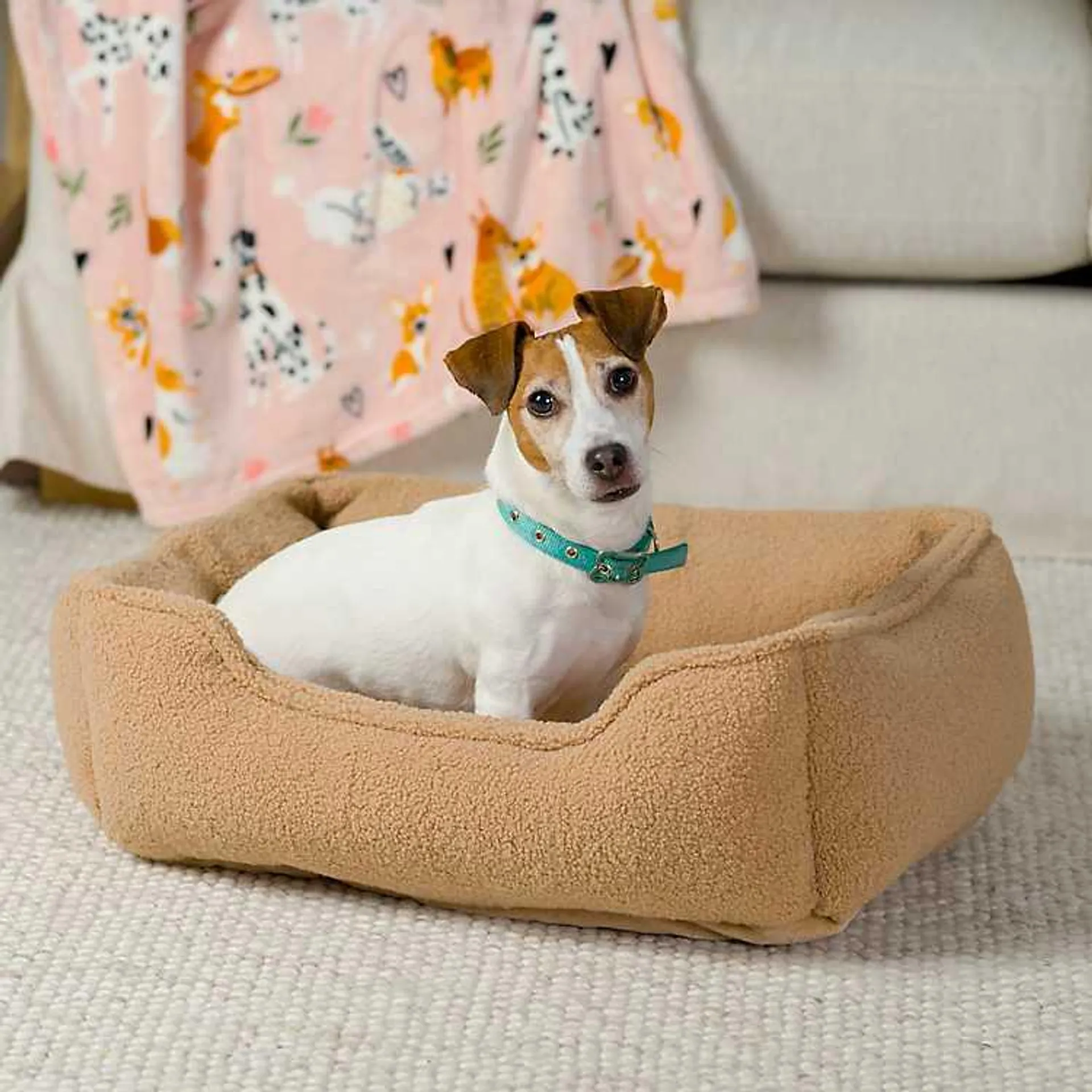 Beige Sherpa Teddy Cuddler Pet Bed