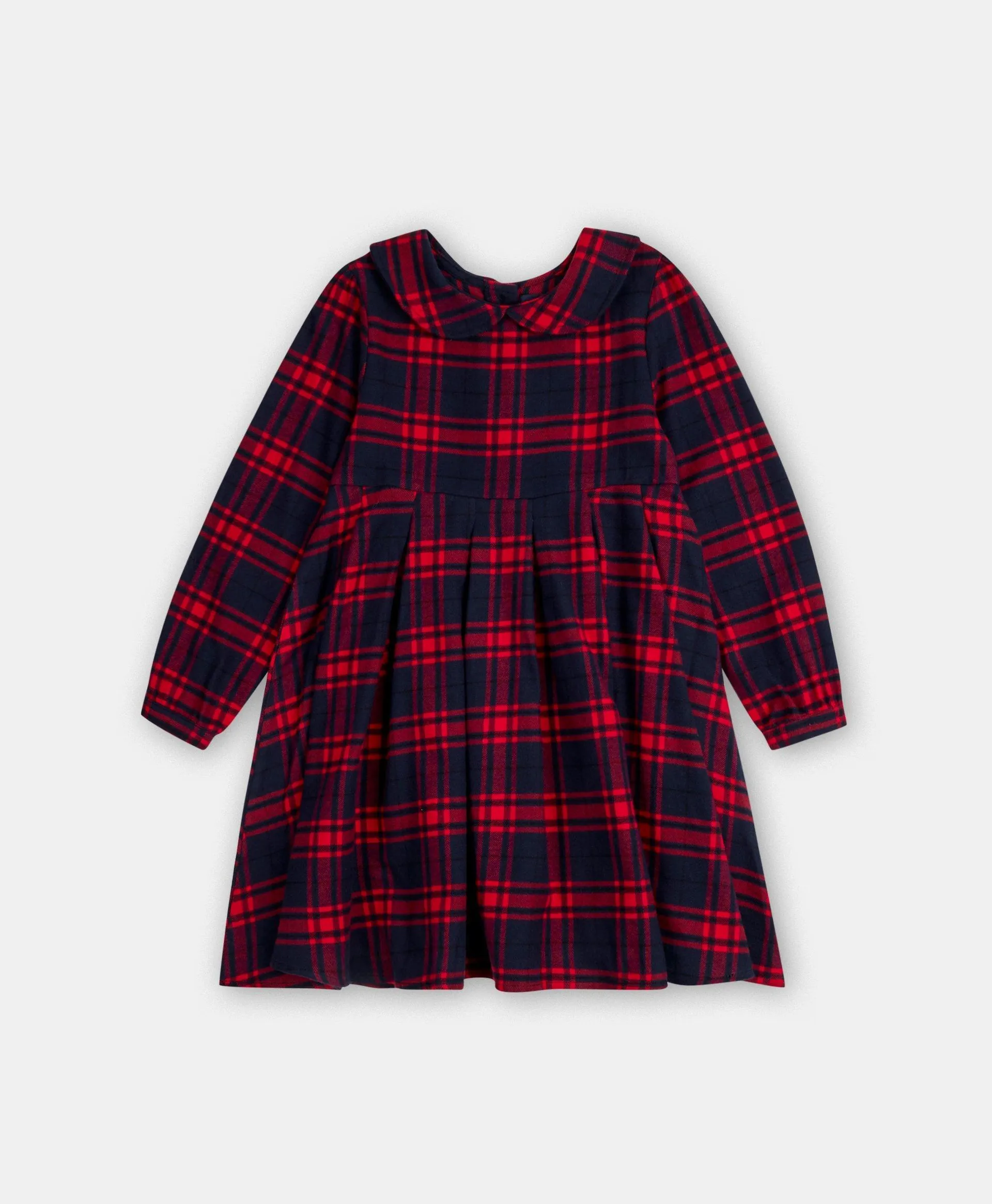 Girls Brushed Cotton Flannel Plaid Ruffled Dress