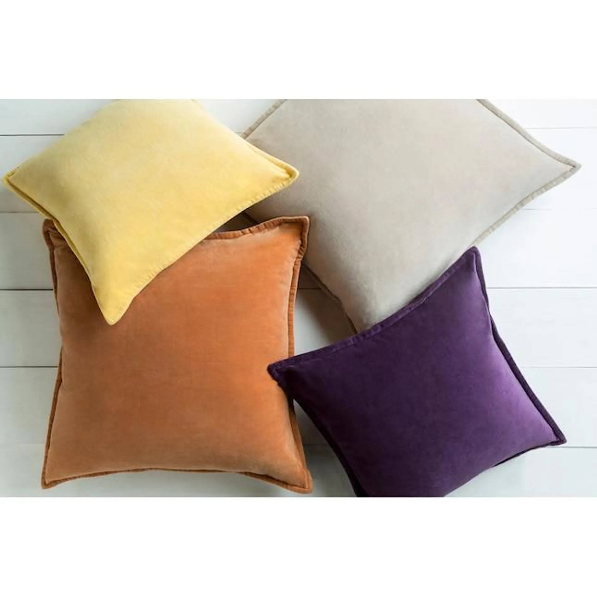 Surya Cotton Velvet 18-in x 18-in Taupe Indoor Decorative Pillow