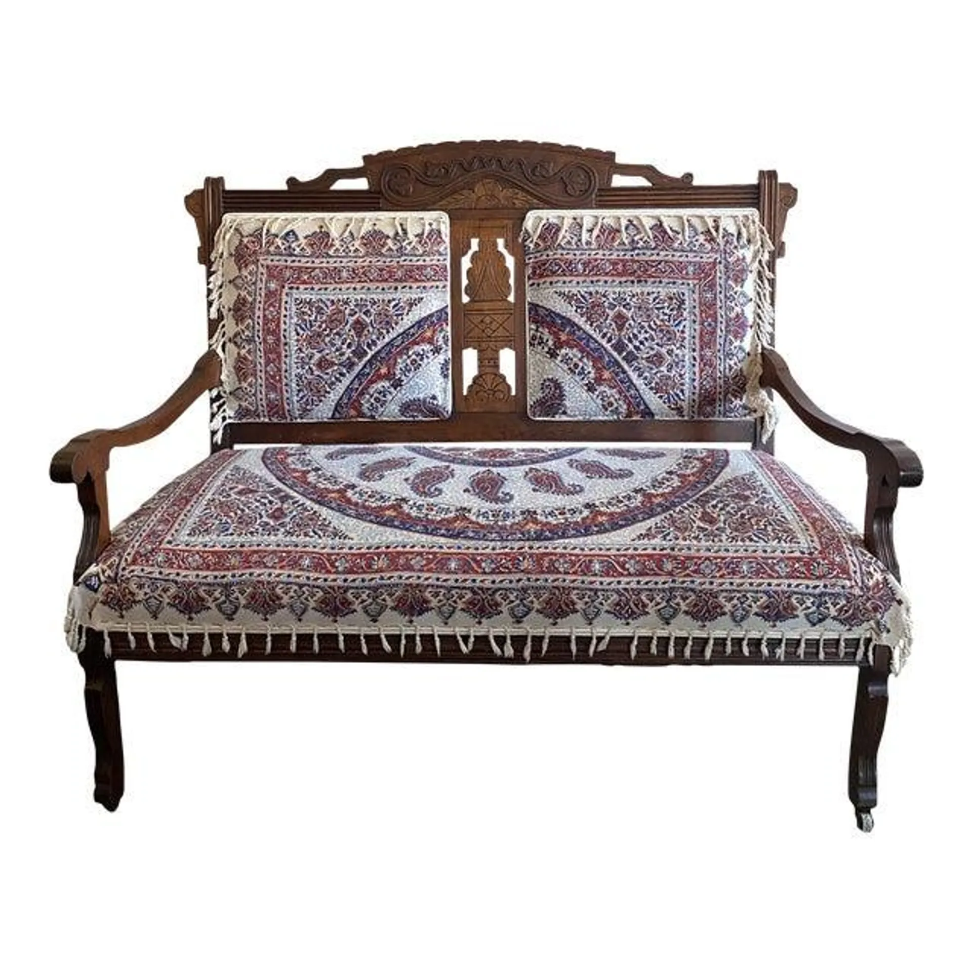 Antique Carved Wood Settee