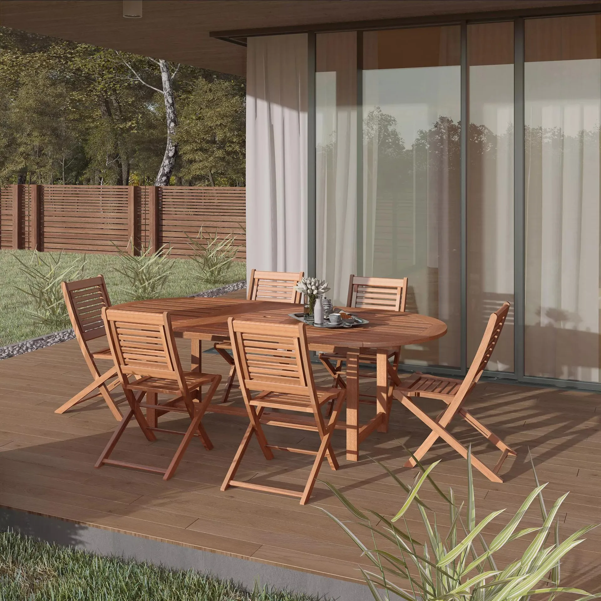 Amazonia 9-Pc. Outdoor Patio Dining Set - Brown