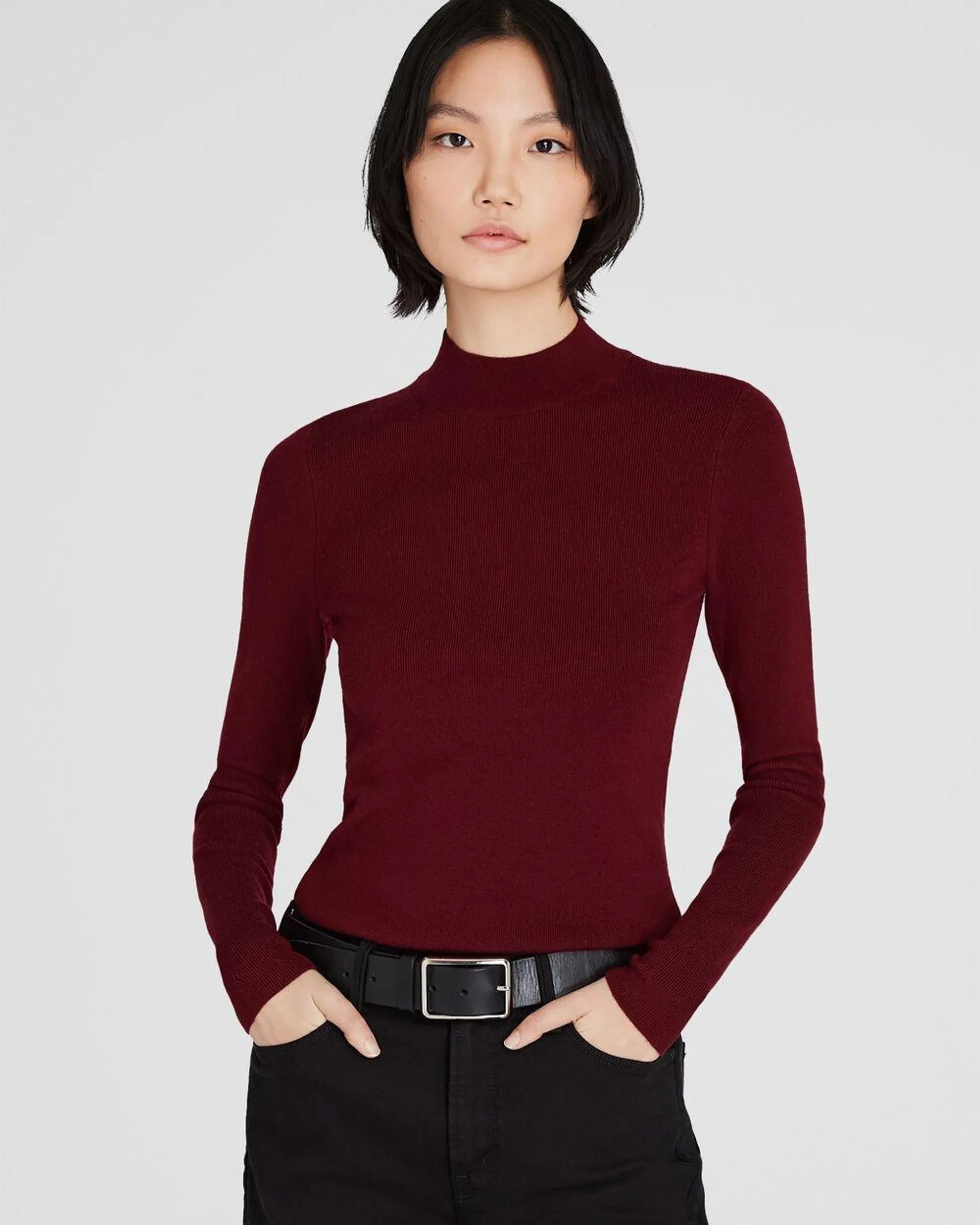 Merino Rib Mockneck Sweater