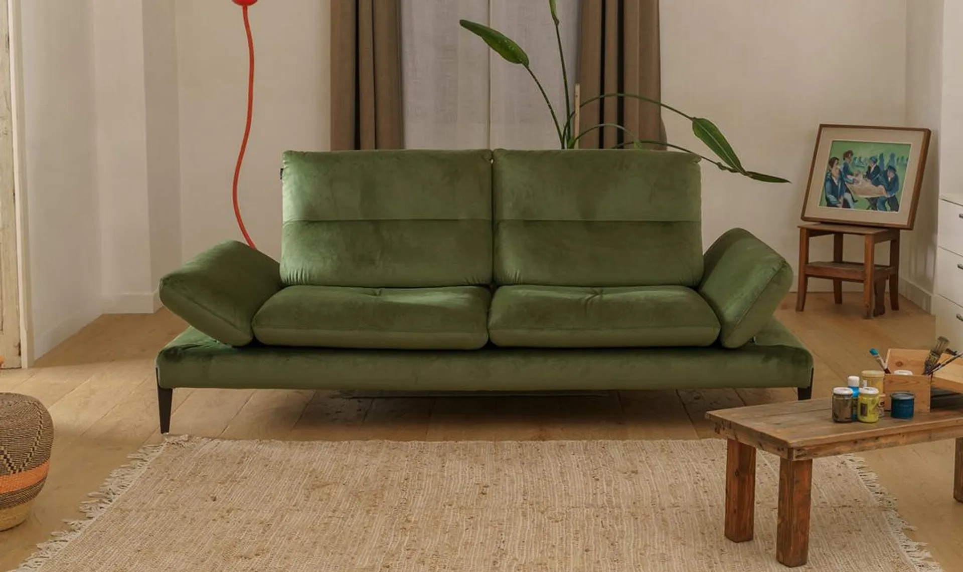 Nicoletti Italia Monnalisa 2-Seater Fabric Sofa With Tufted Seats in Green