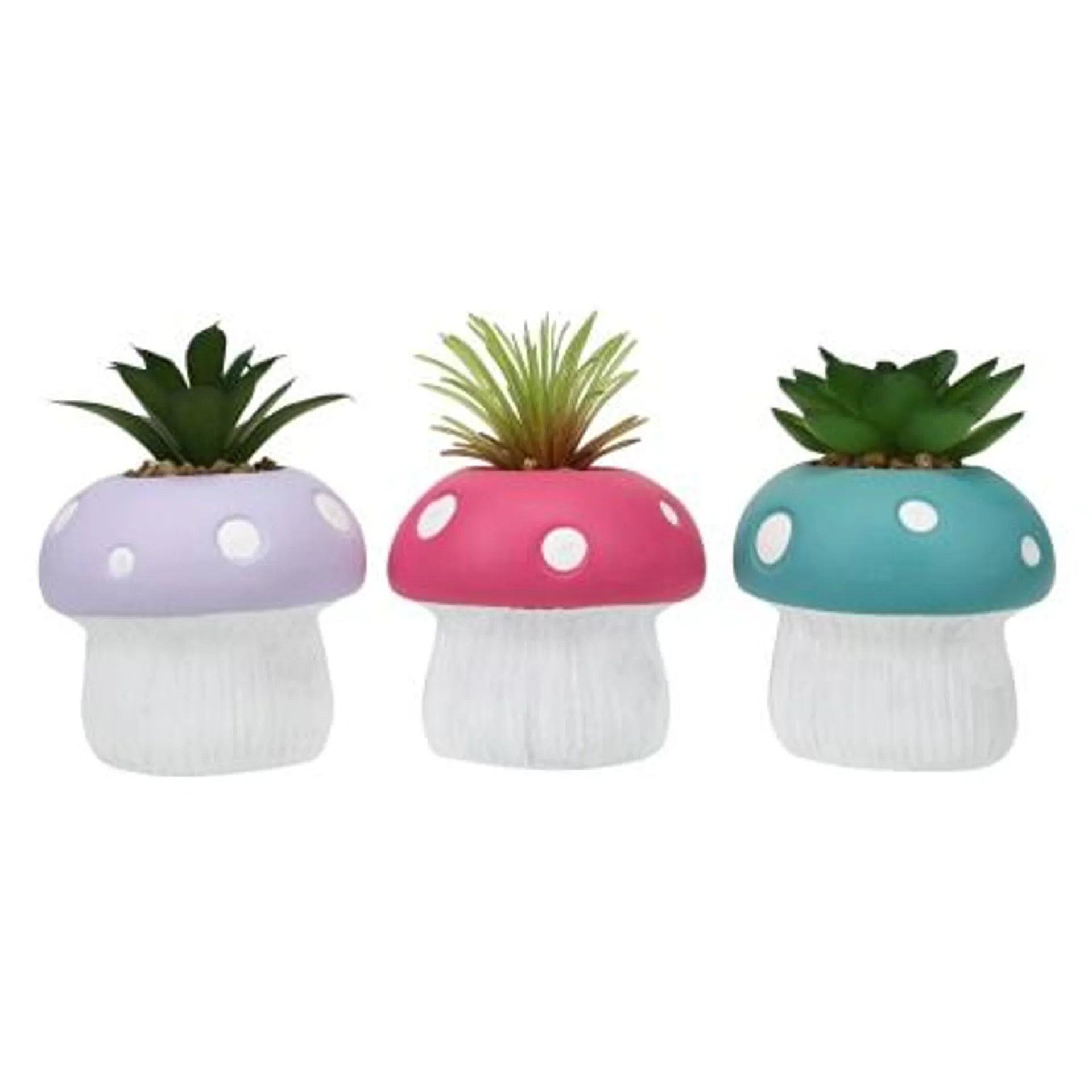 Mini Mushroom Potted Faux Plants 3-Count