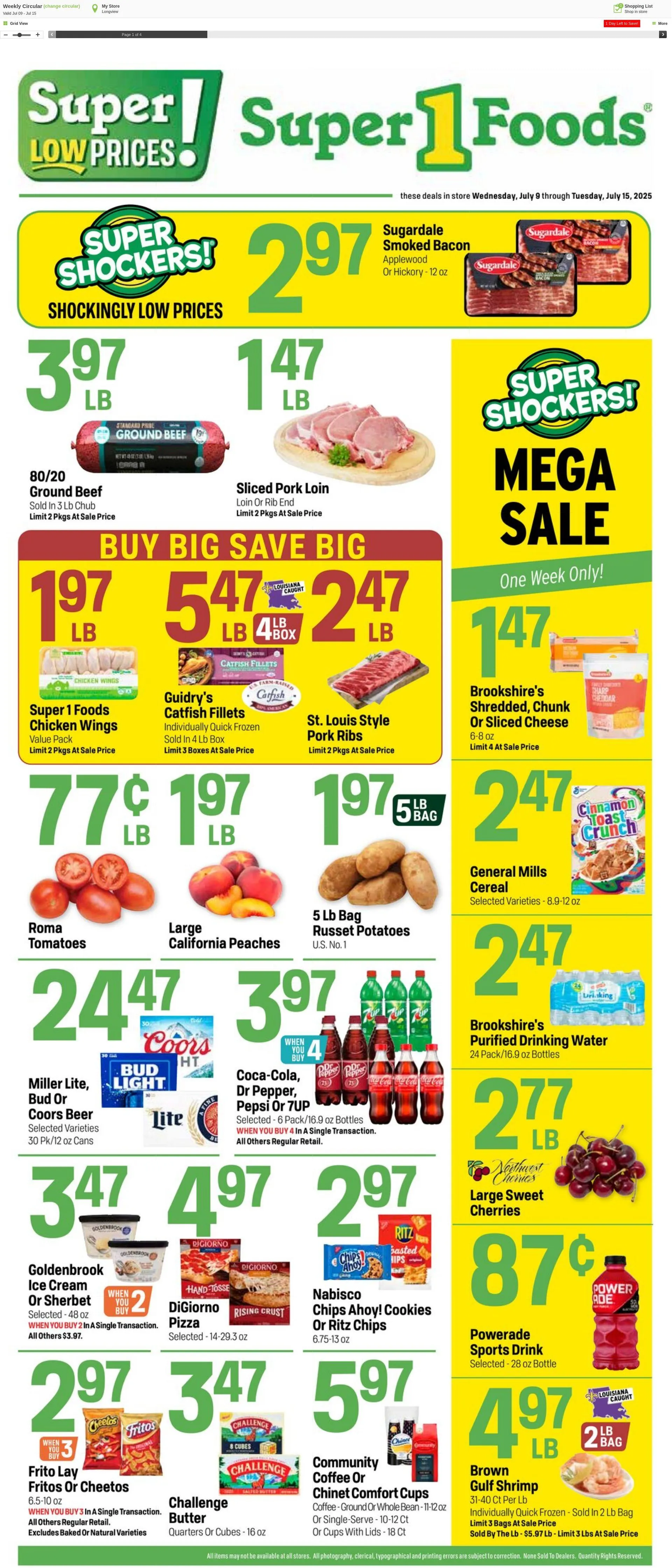 Weekly ad Super1Foods from July 16 to July 22 2025 - Page 1